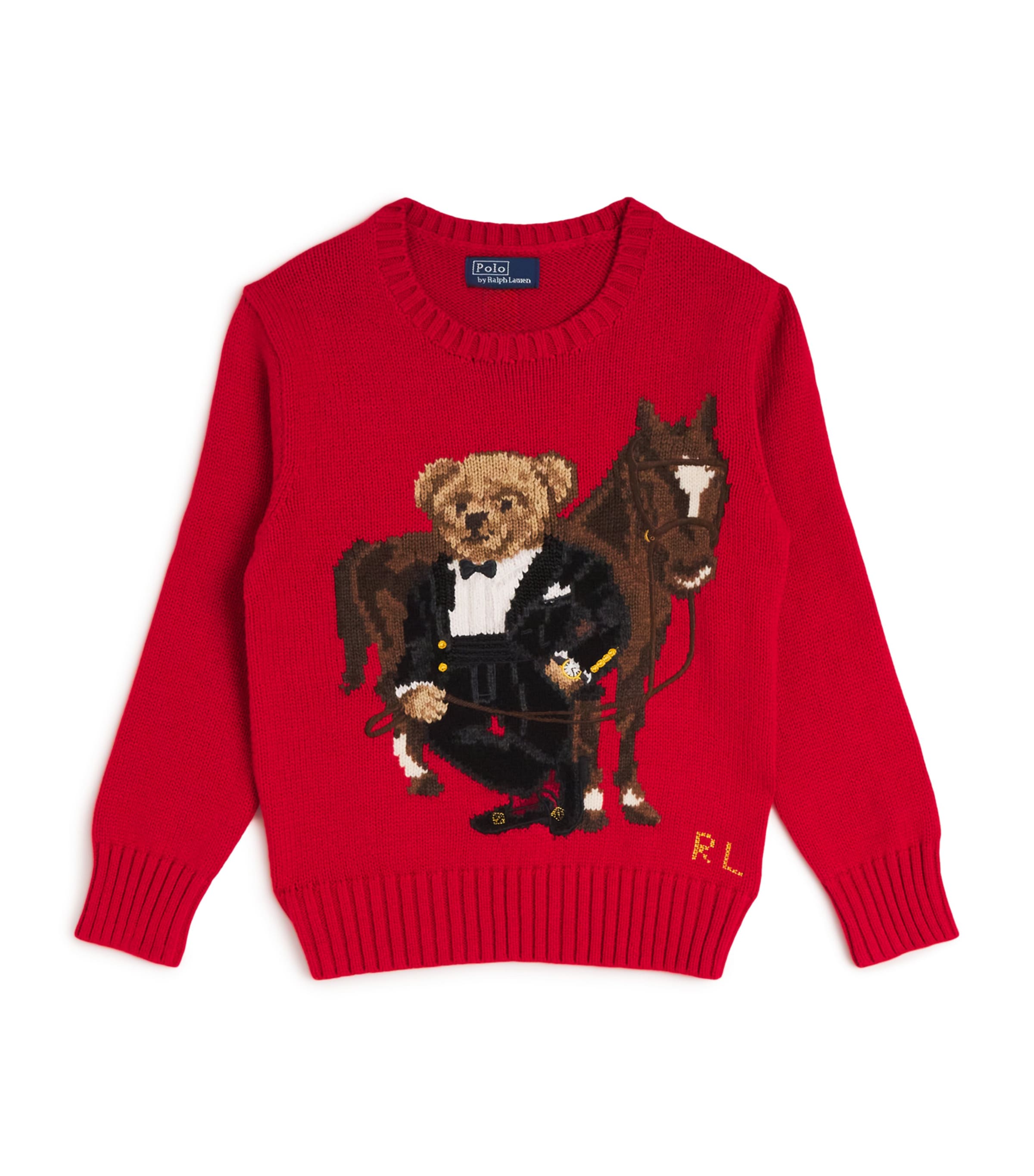 Ralph Lauren Kids' Cotton Polo Bear Sweater In Red