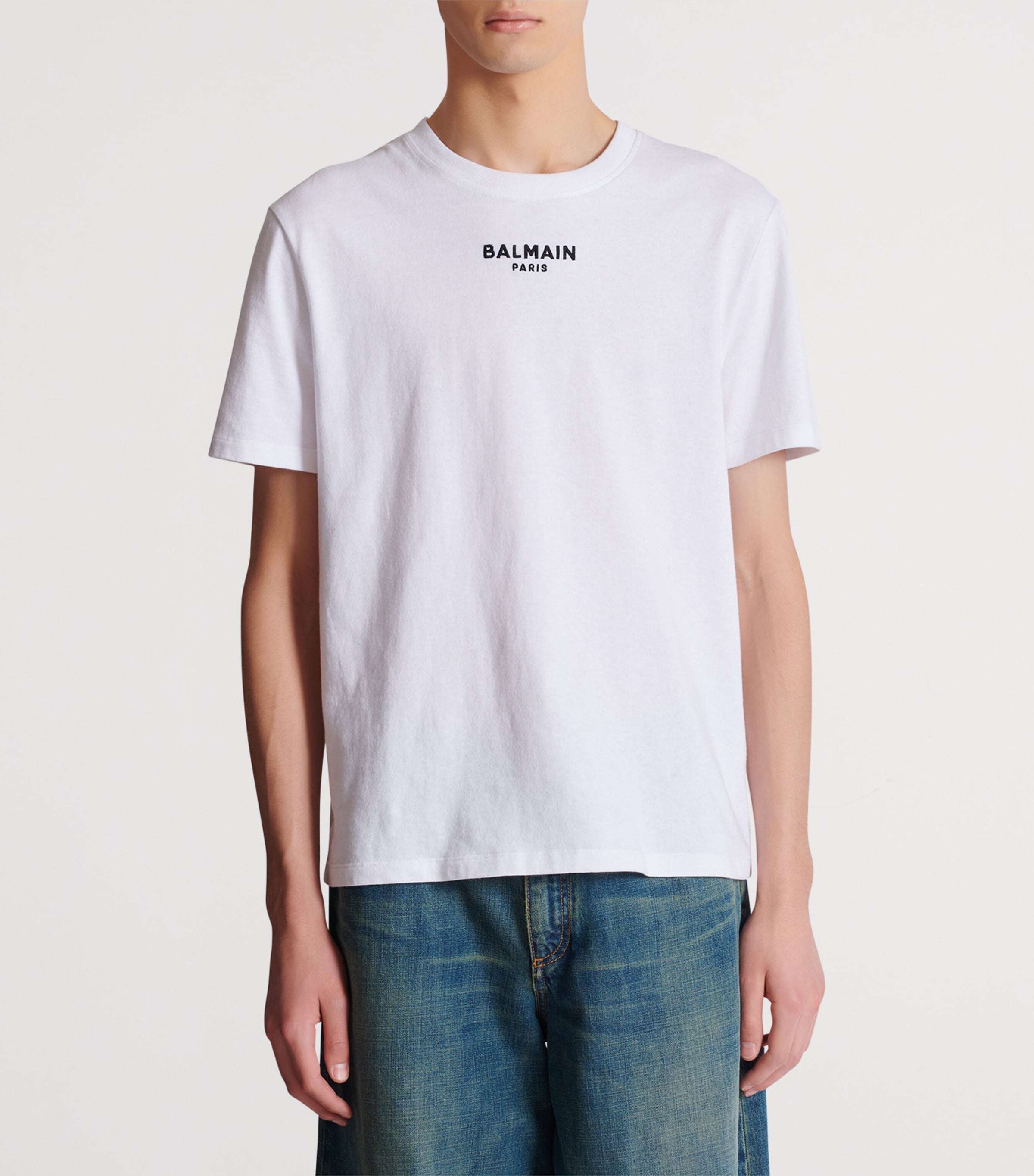 Cotton Embroidered Logo T-Shirt GAB BLANC/NOIR Image 3