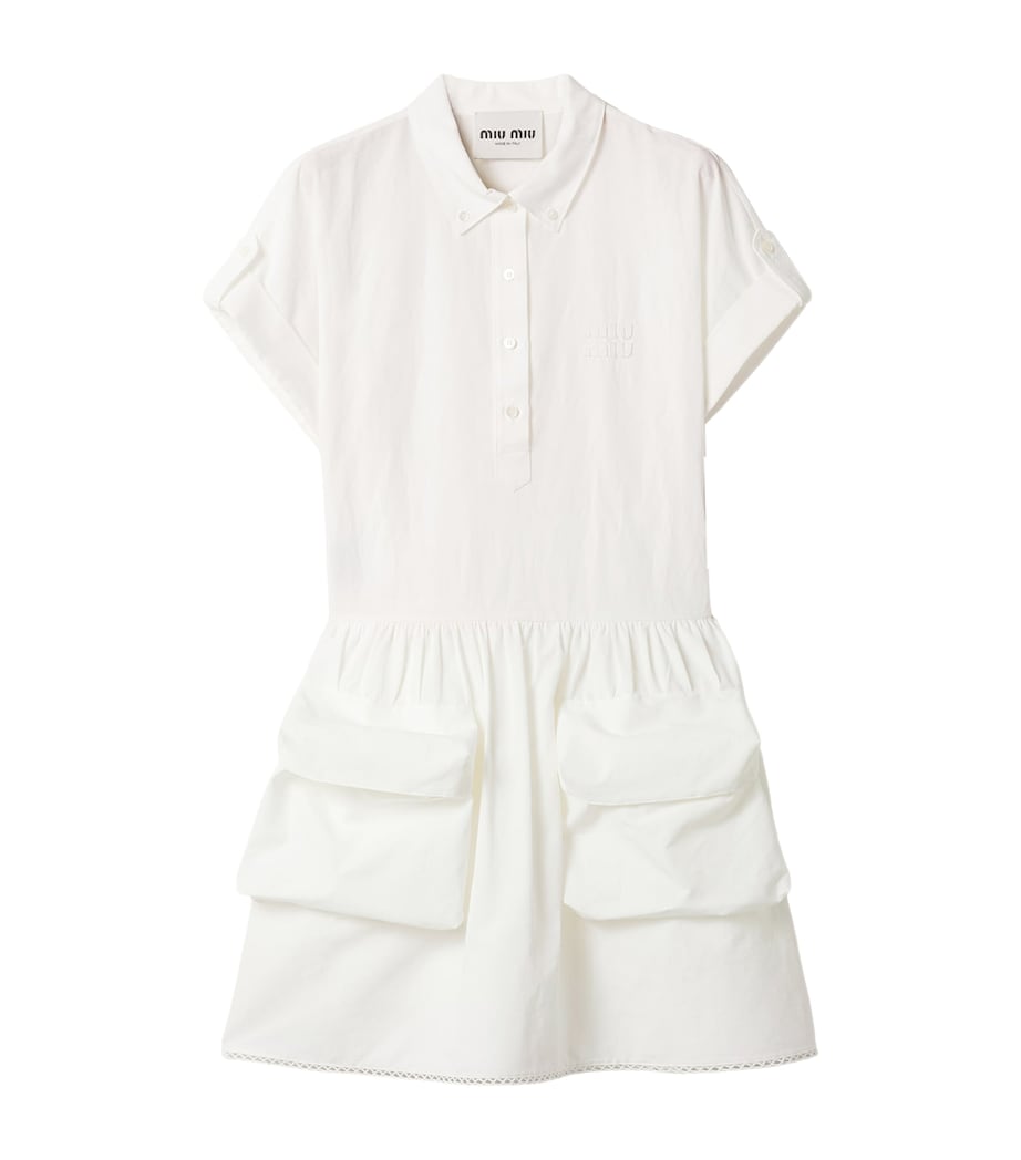 Miu Miu Womens Cotton-Linen Mini Dress White Image 1