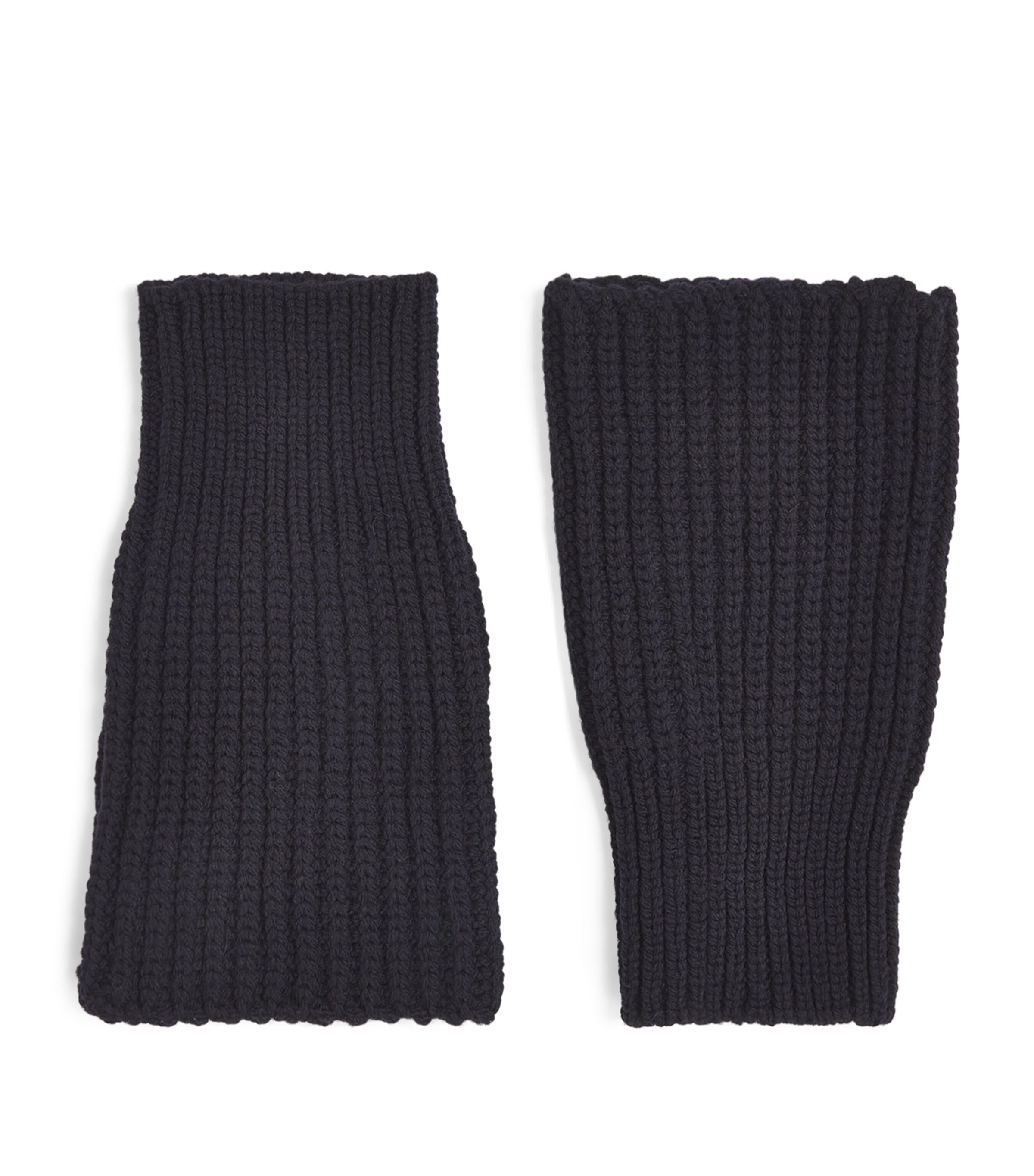 Dries Van Noten Virgin Wool Knitted Cuffs In Navy