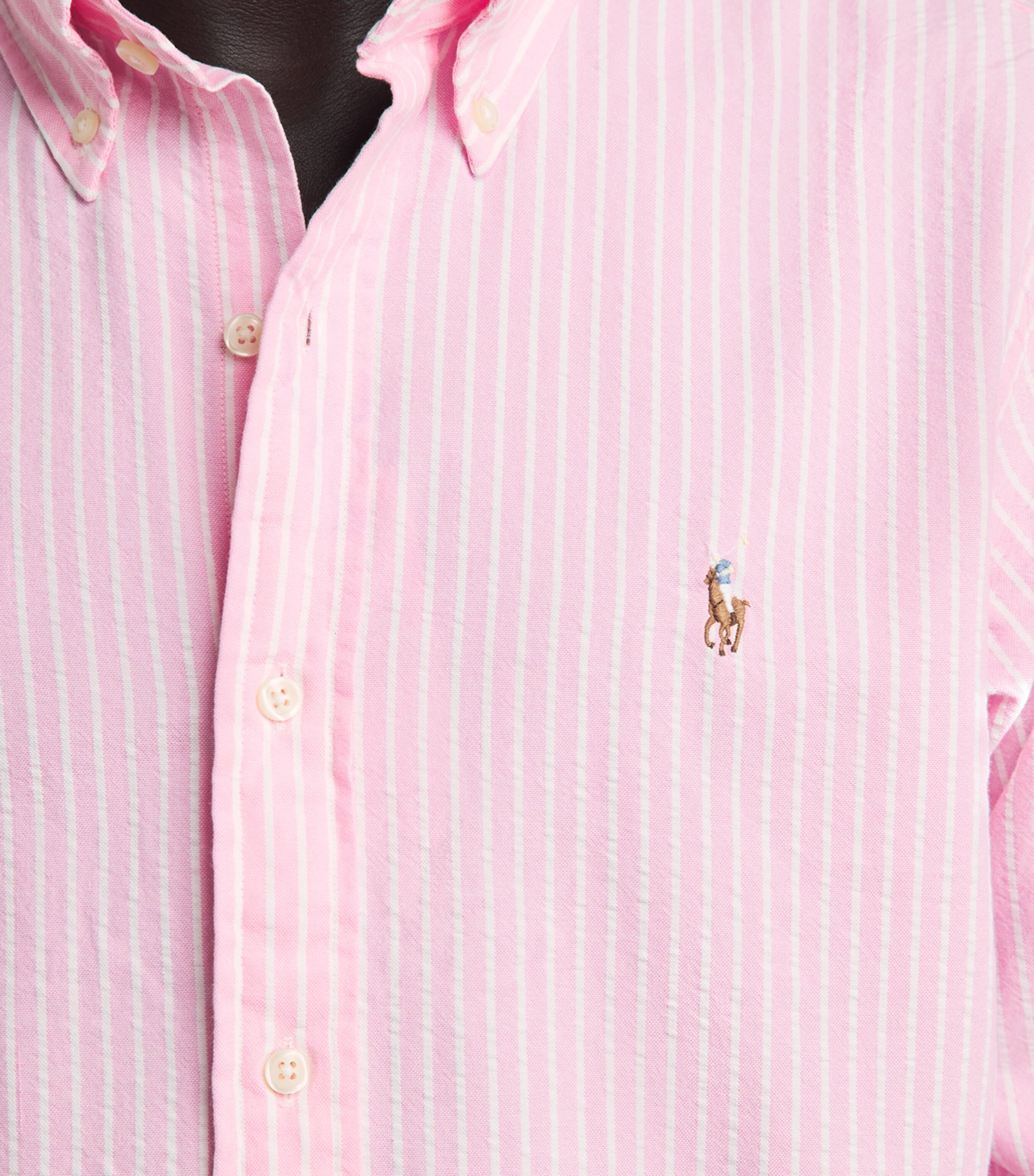 Polo Ralph Lauren Mens Cotton Seersucker Stripe Shirt New Rose White Image 3