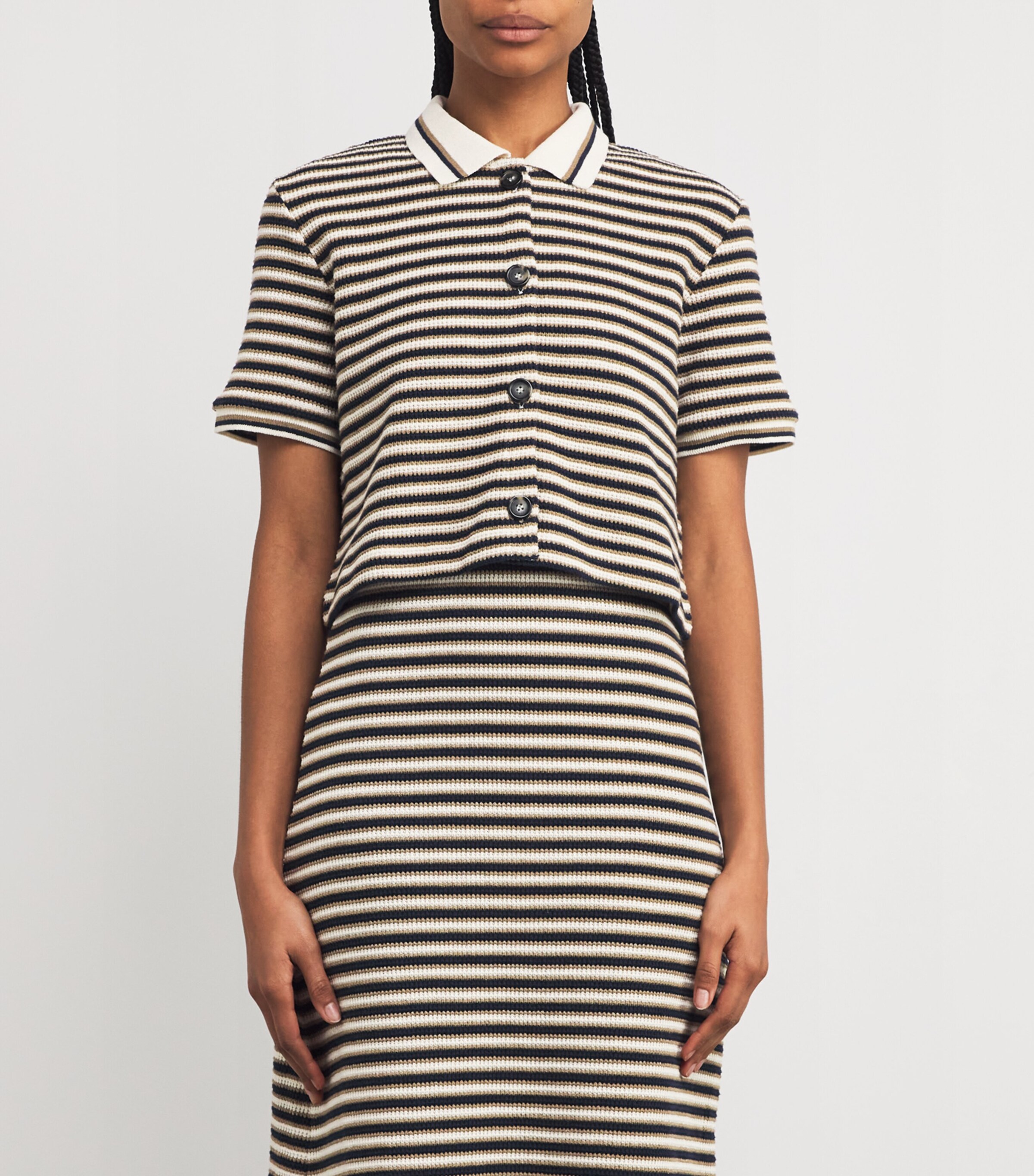 MAX&Co. Womens Cotton-Blend Striped Shirt Midnightblue Image 3