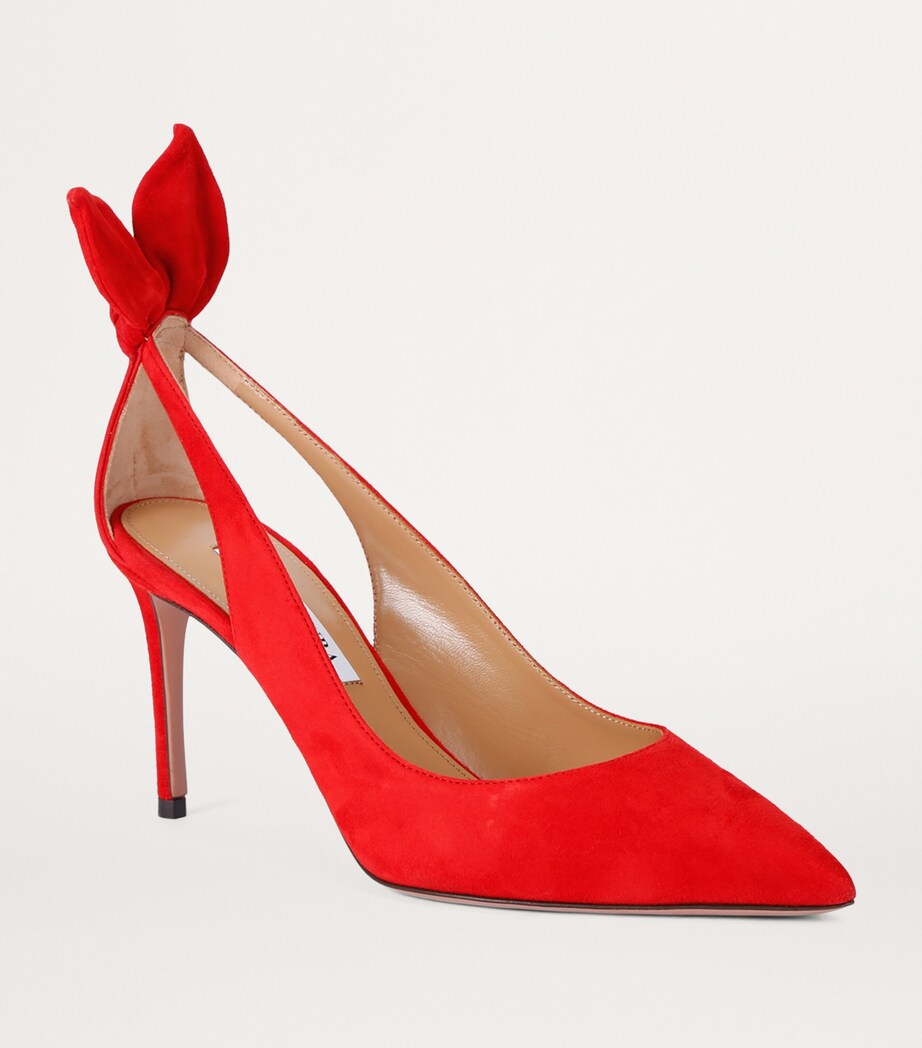 Aquazzura Suede Bow Tie Pumps 85 Red Image 3