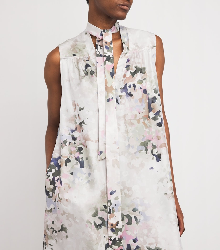 Agnona Womens Silk Patterned Midi Dress Stone Image 4