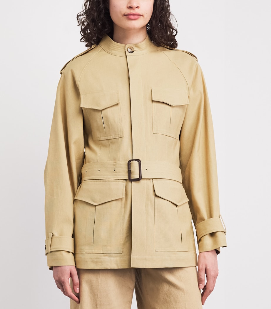 Polo Ralph Lauren Womens Hemp-Cotton-Linen Woven Field Jacket Classic Camel Image 4