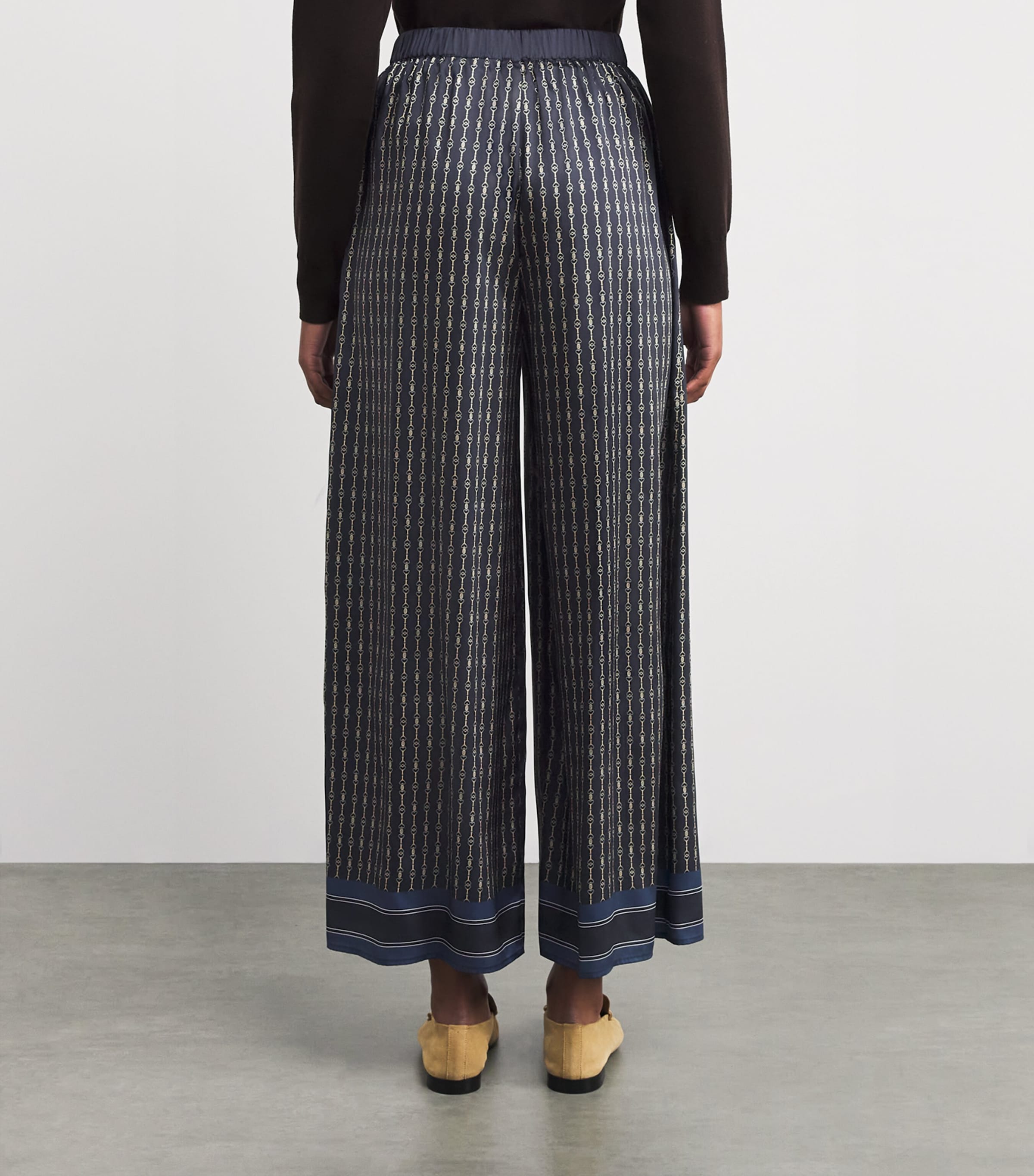 Wide Leg Printed Trousers DARK PRINT Image 4