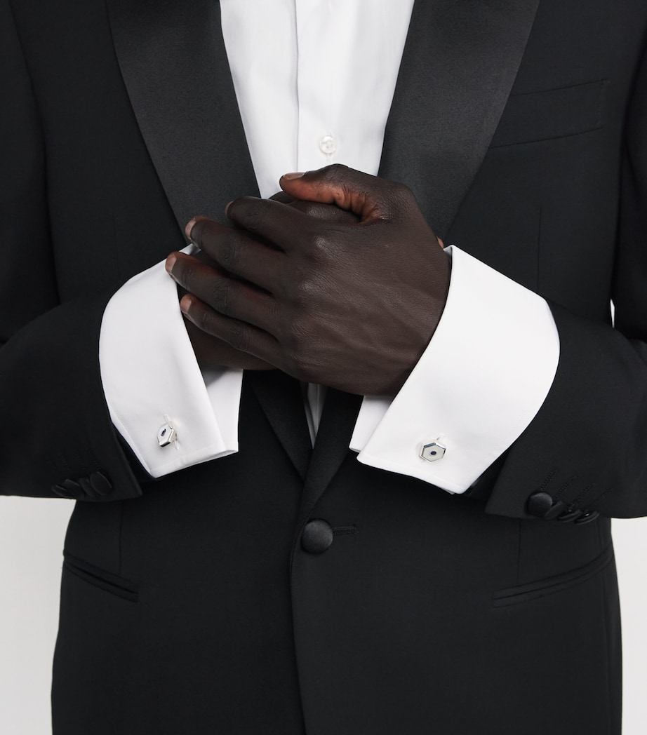 Sterling Silver, Sapphire and Mother-of-Pearl Cufflinks SILVER Image 2