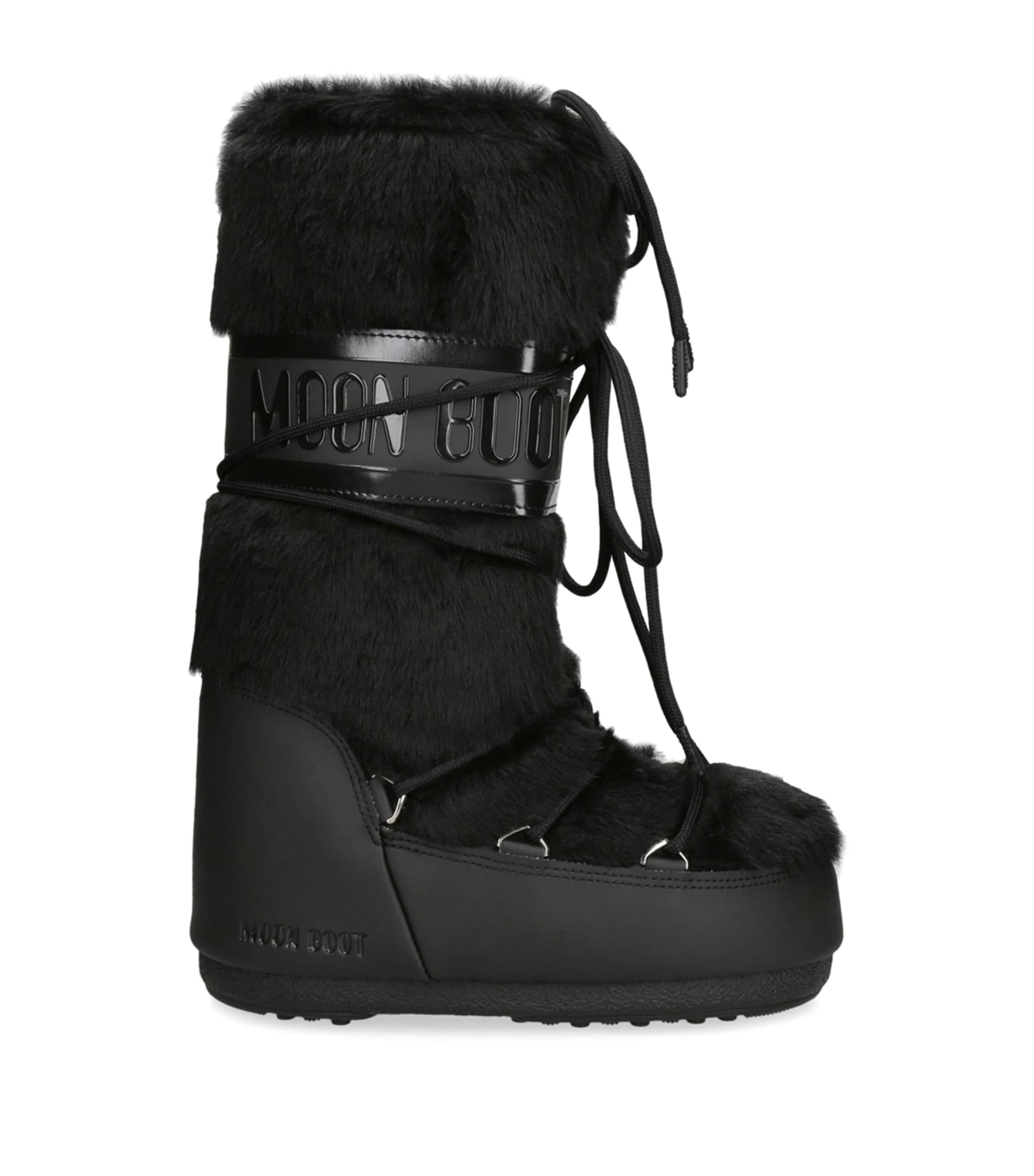 Moon Boot Icon Faux Fur And Faux Leather Snow Boots In Black