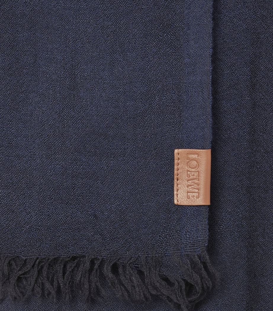 Cashmere Logo Scarf NAVY BLUE Image 3