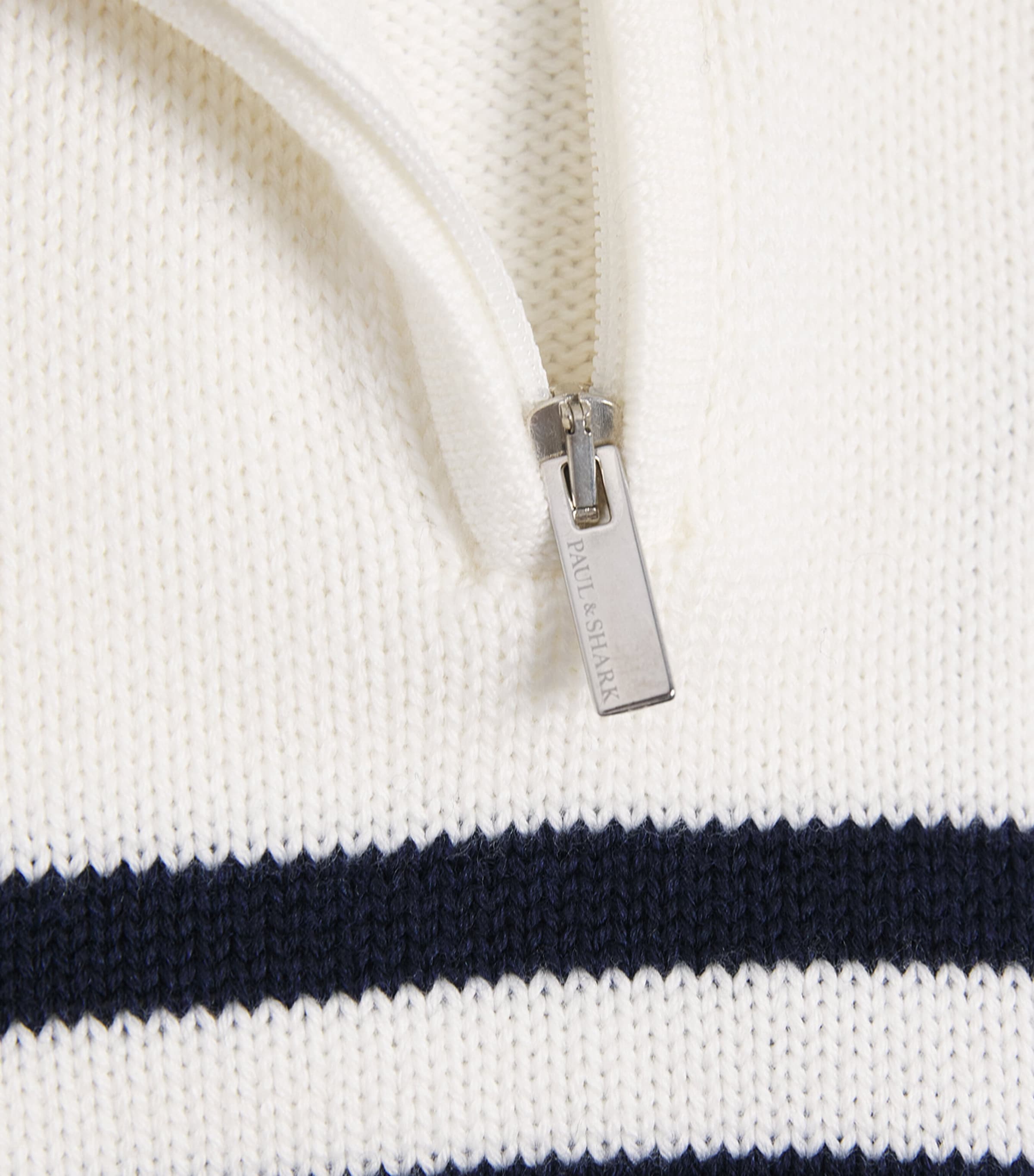 Paul & Shark Wool Stripe Quarter-Zip Sweater (4-16 Years) Off White Image 3