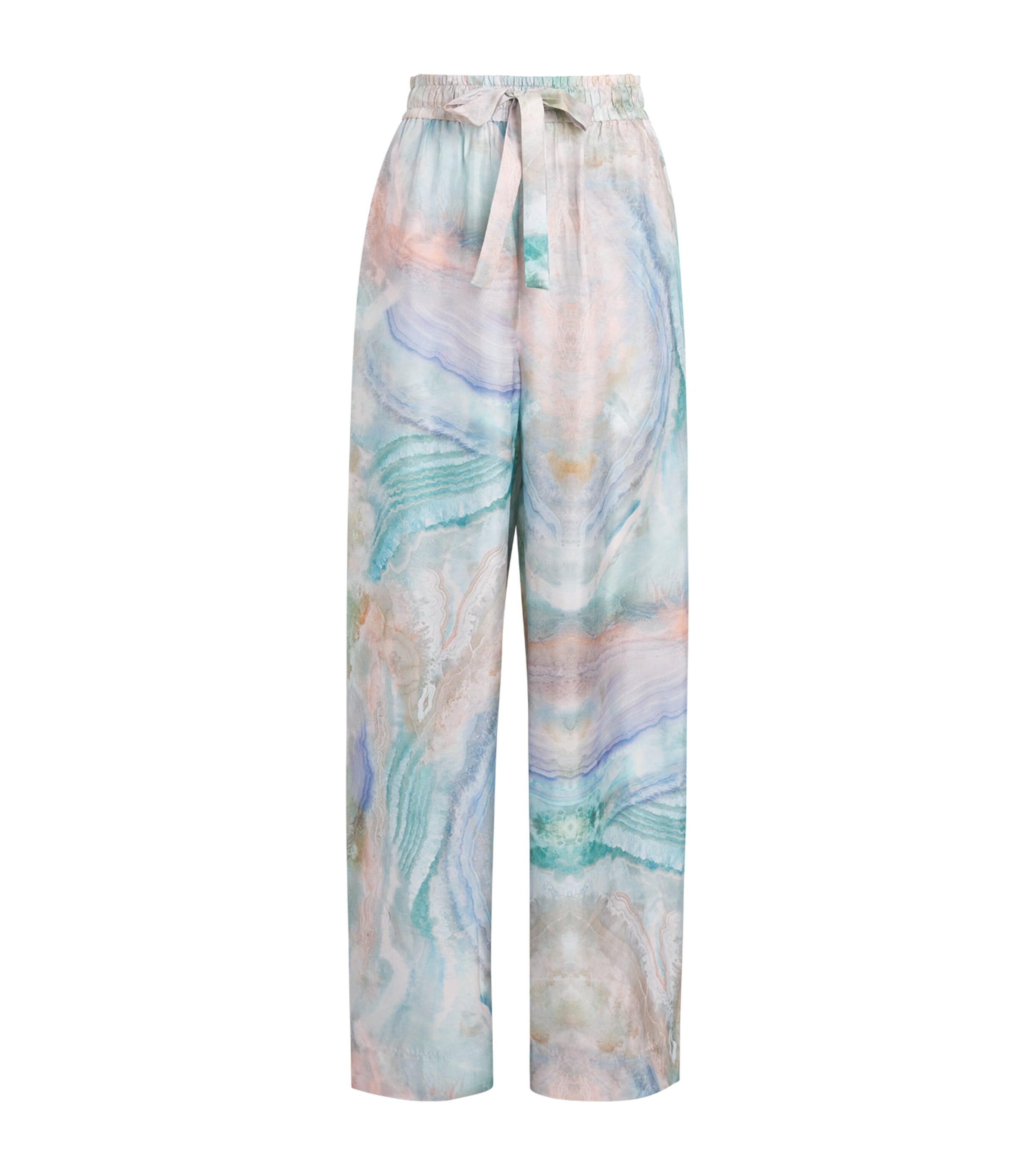 Shop Zimmermann Silk Illuminate Wide-leg Trousers In Blue