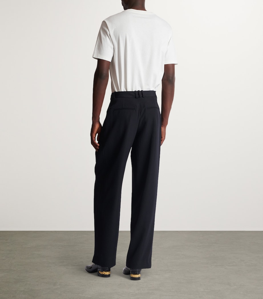 Wool Pleated Straight Trousers 0PA NOIR Image 6