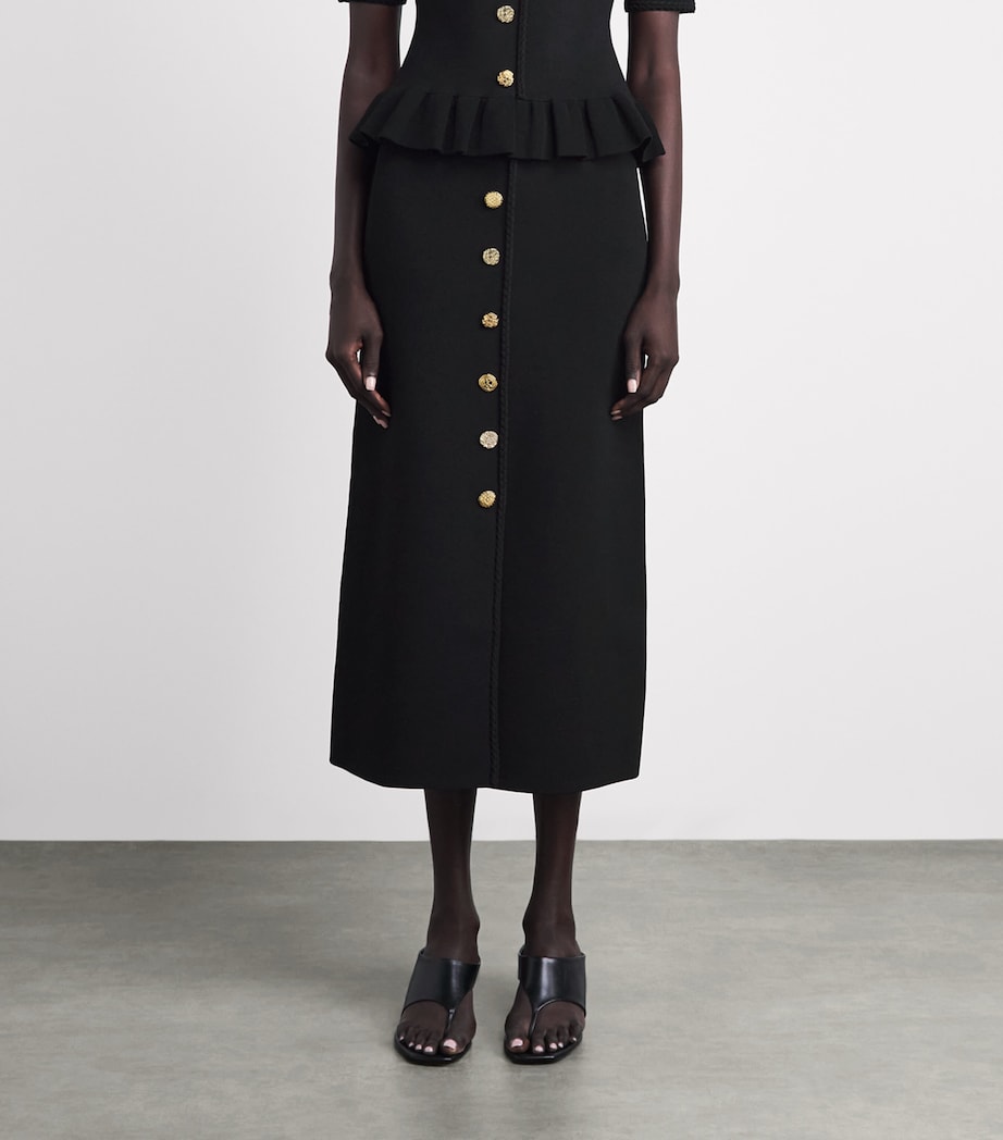 Claudie Pierlot Womens Braid-Detail Midi Skirt Black Image 4