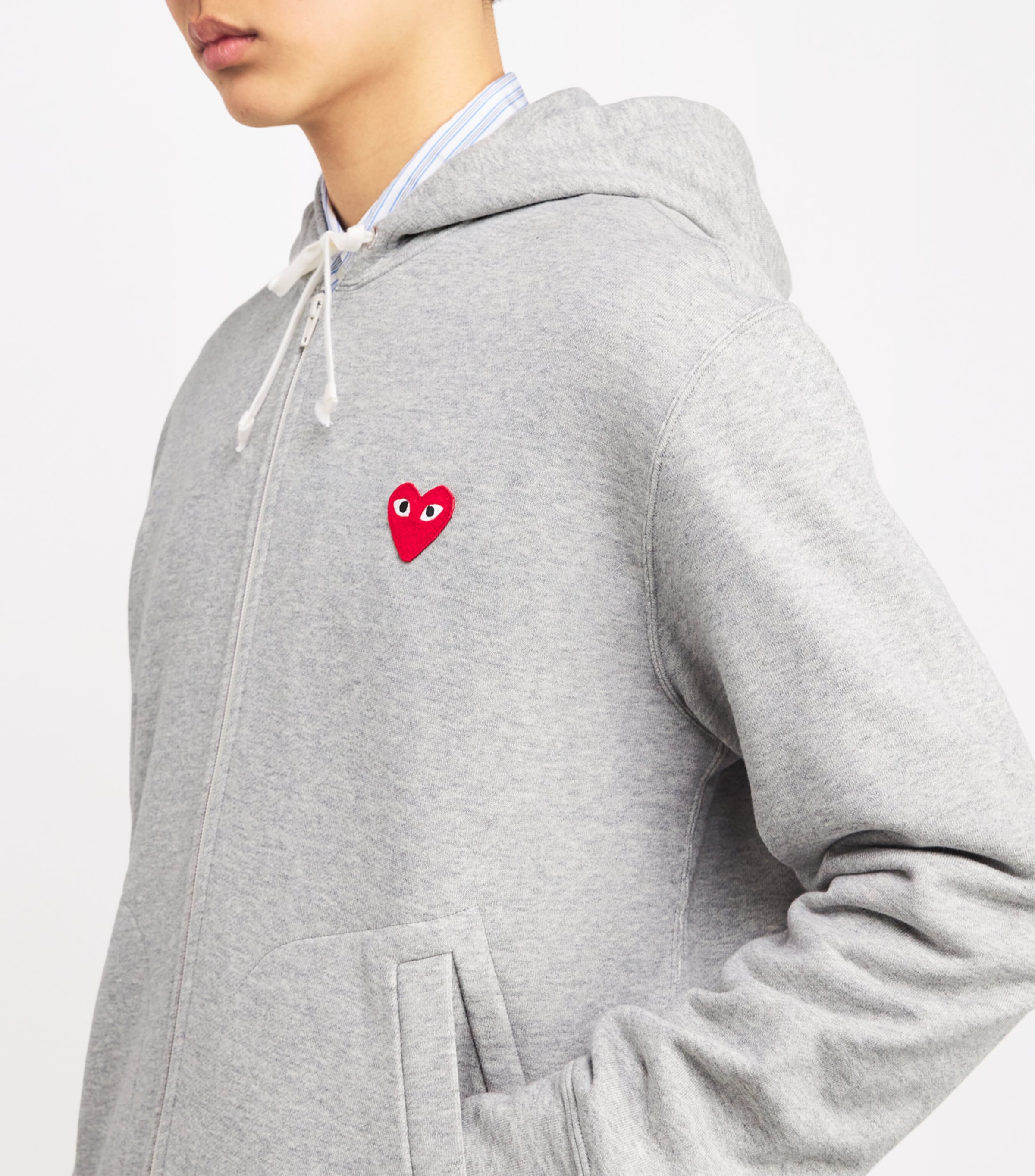 Comme Des Garçons Play Grey Zip-Up Heart Hoodie | Harrods US