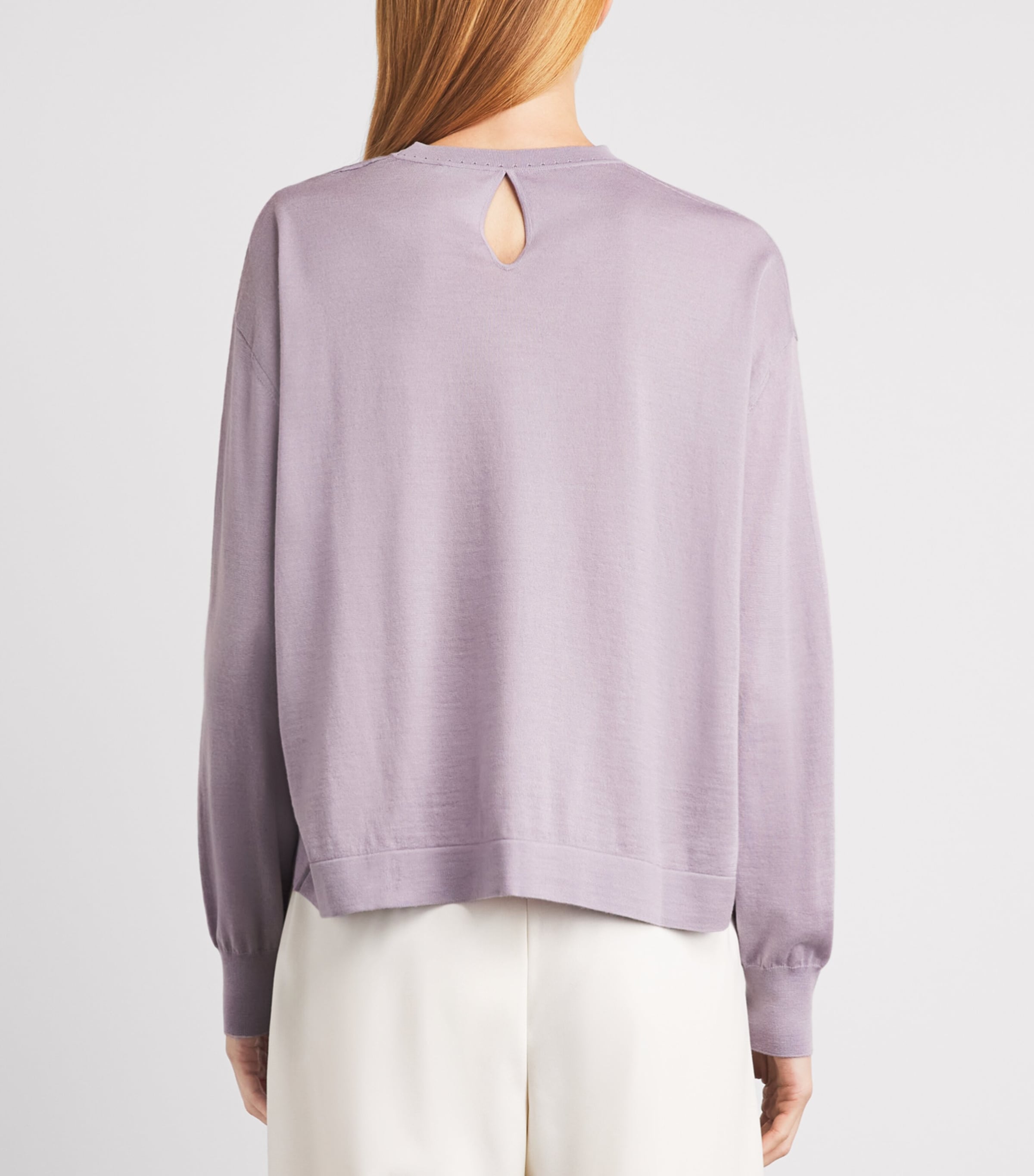 Agnona Womens Wool-Silk-Cashmere Crew-Neck Sweater Lilac Mauve Image 5