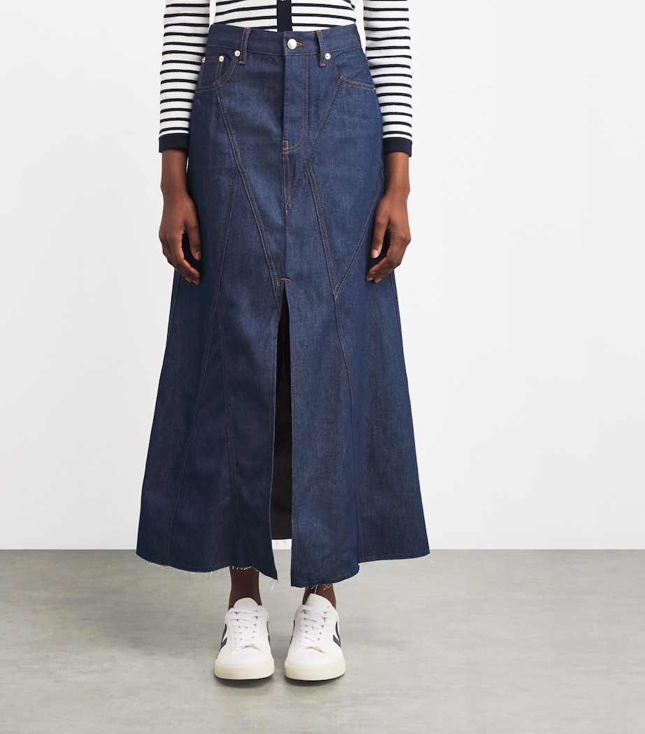 Denim Midi Skirt NAVY Image 3