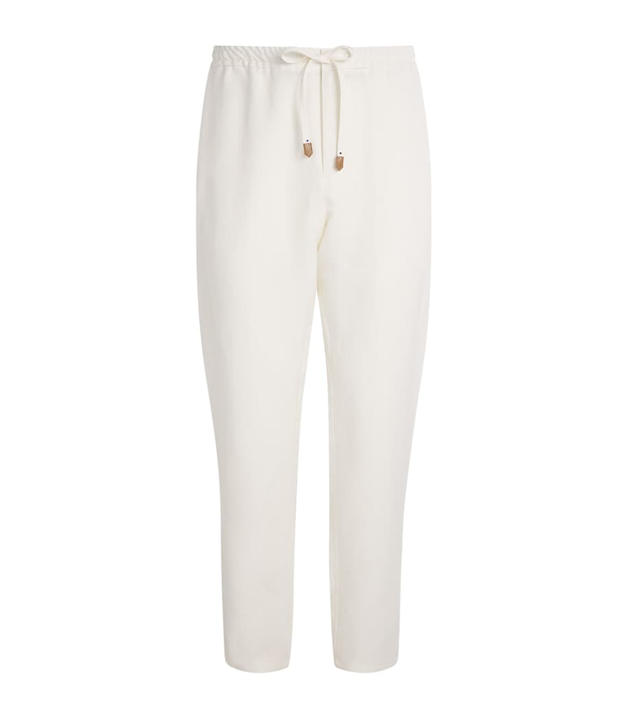 Linen-Silk Drawstring Trousers 1-WHITE Image 1