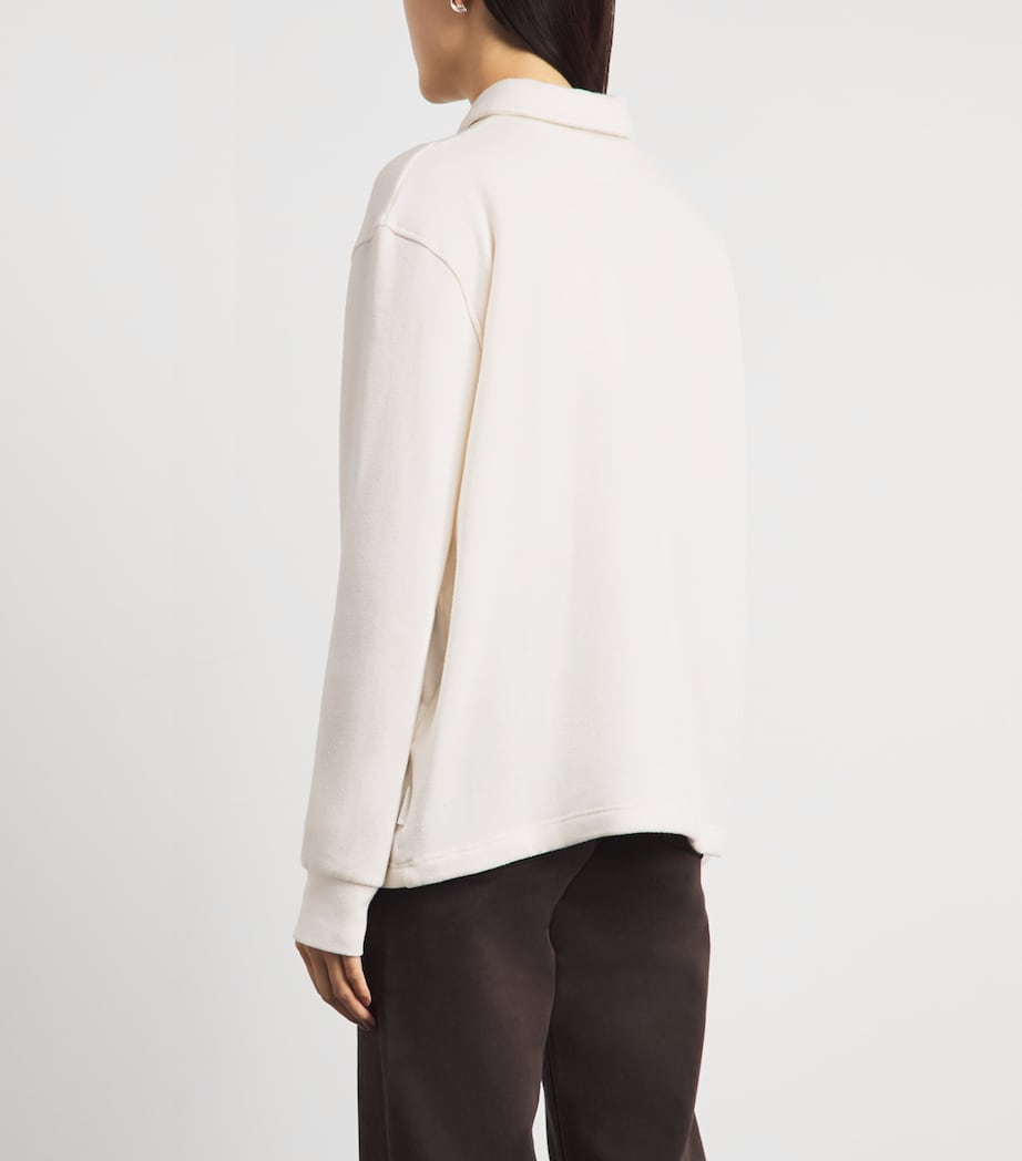 Citizens of Humanity Womens Fleece Vintage Long-Sleeve Polo Sweater Pashmina (off White) Image 5