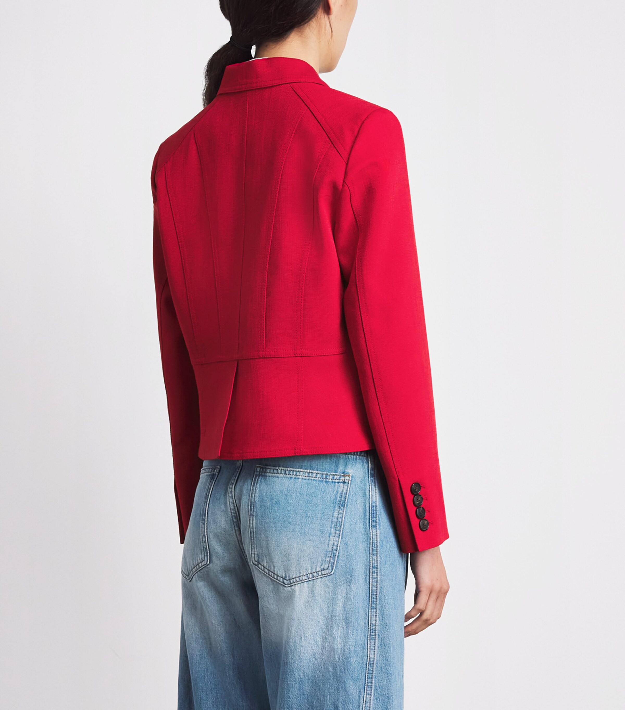 ME+EM Womens Cropped Utility Blazer Ruby Red Image 5