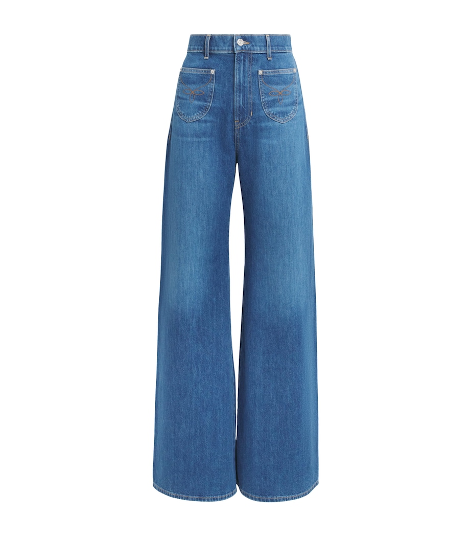 Veronica Beard Womens Western Grant Wide-Leg Jeans Wn_dr Wanderer Image 1