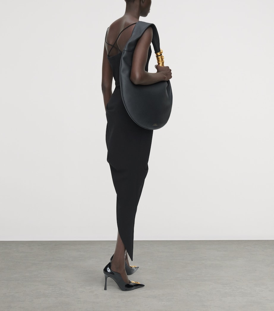 Asymmetric Thin Strap Mini Dress 999 BLACK Image 3