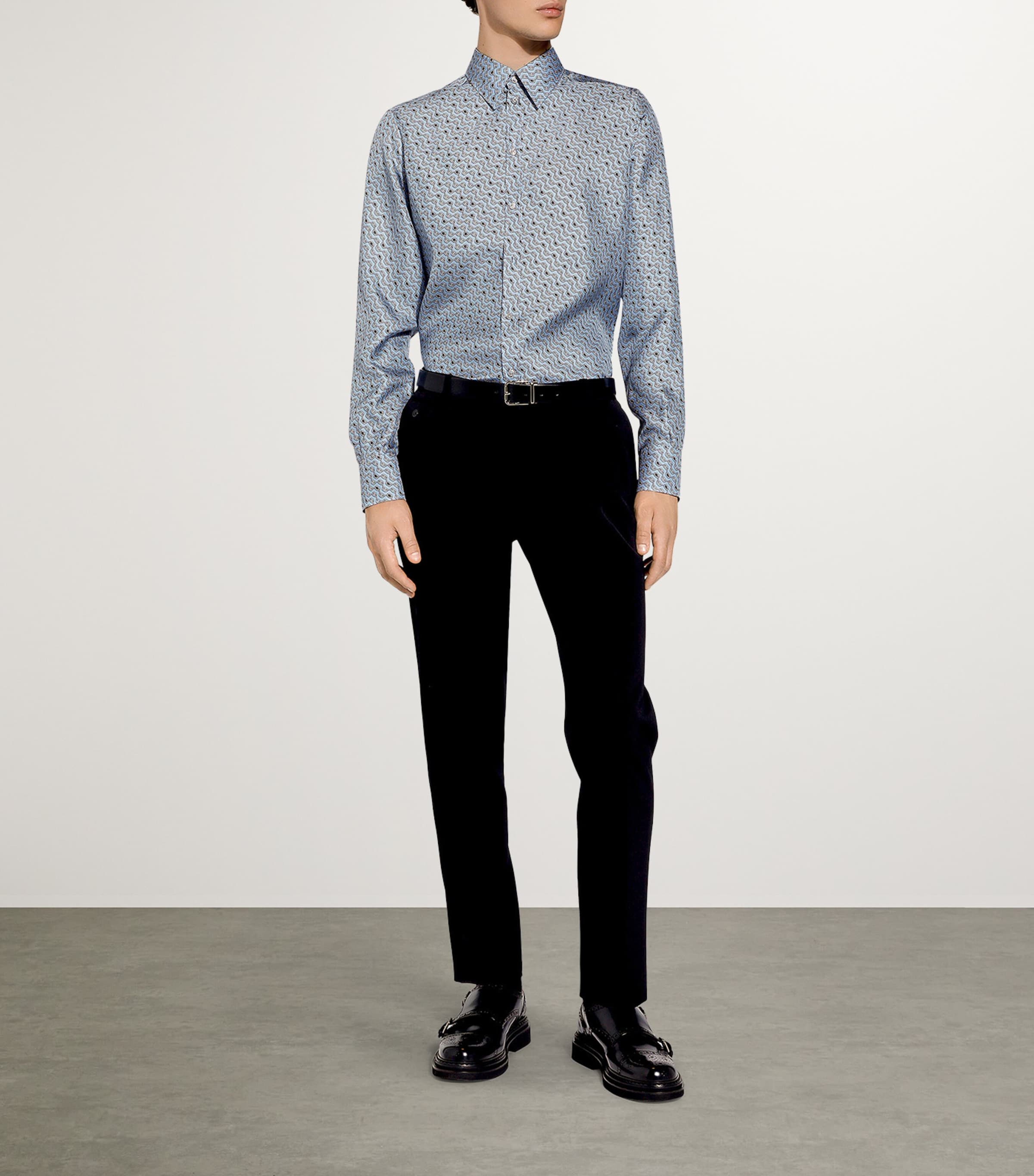 Silk Chain Print Shirt HC5FY- F.AZZURR Image 2