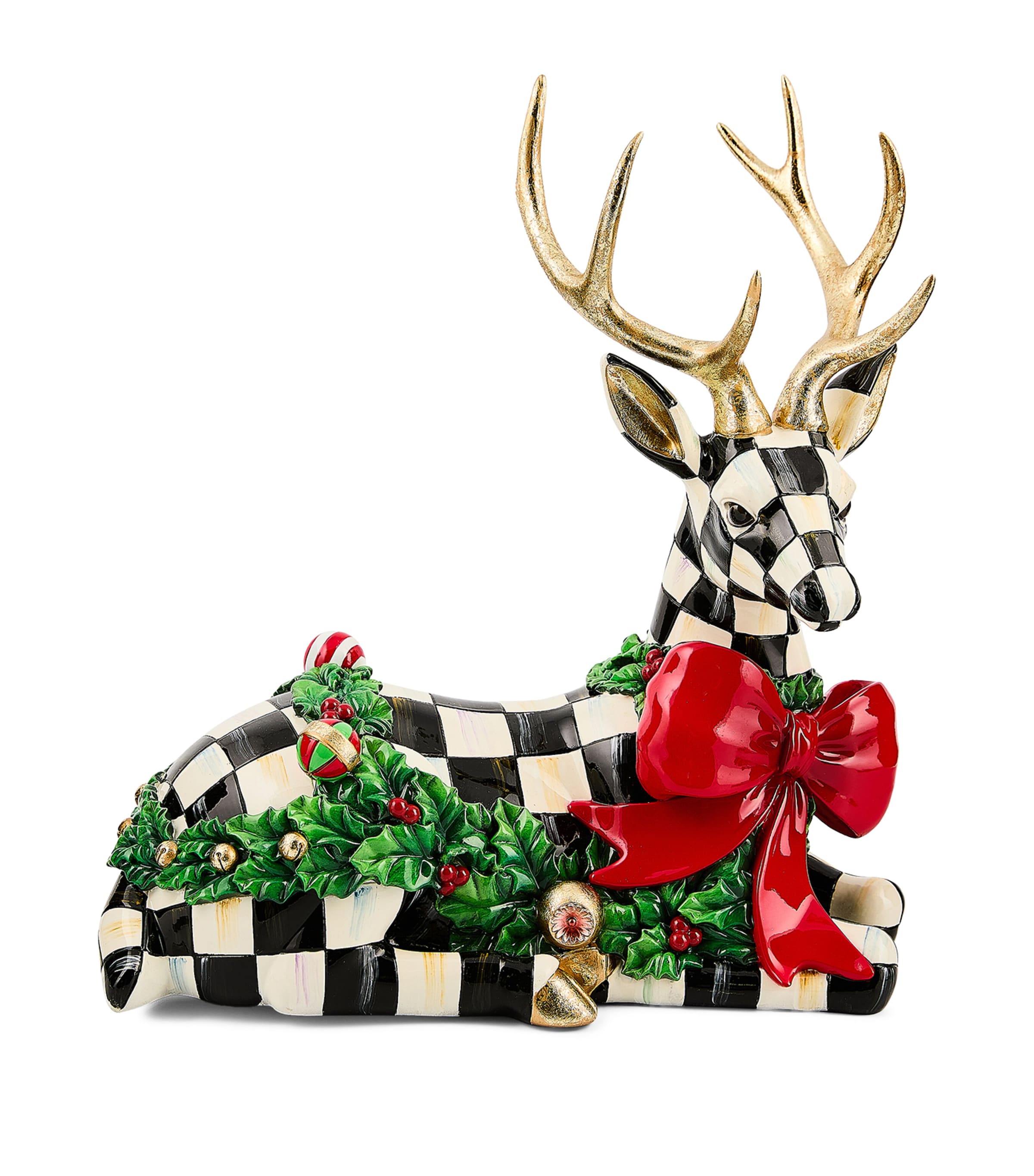 MacKenzie-Childs Courtly Check Resting Deer Red Image 1