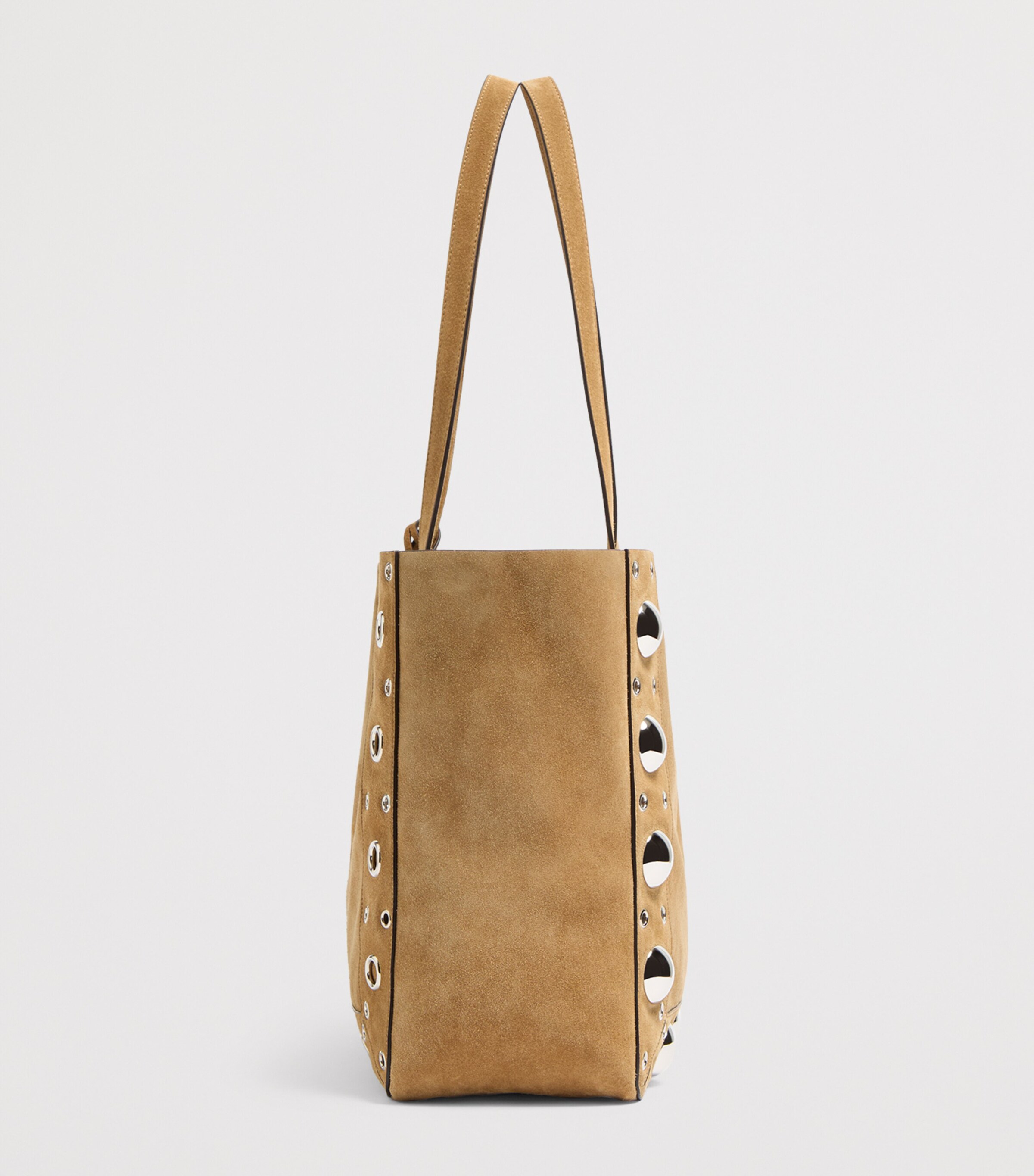 トートバッグ VALENTINO BROWN SUEDE NELLCOTE SHOPPING BAG Nellcôte Medium studded suede shopper in brown - Valentino