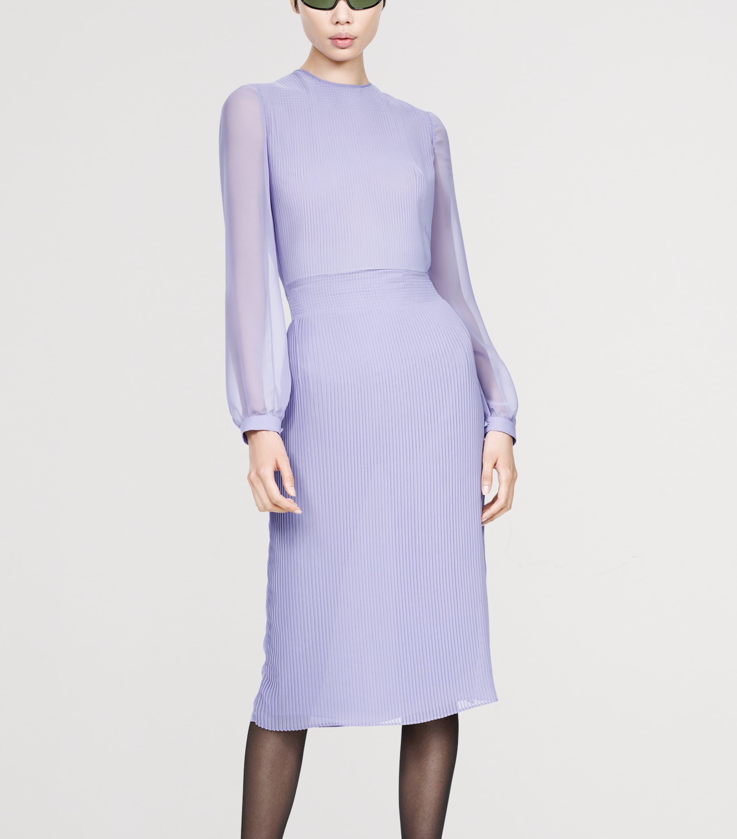 TOM FORD Womens Chiffon Plissé Midi Dress Vae Image 3