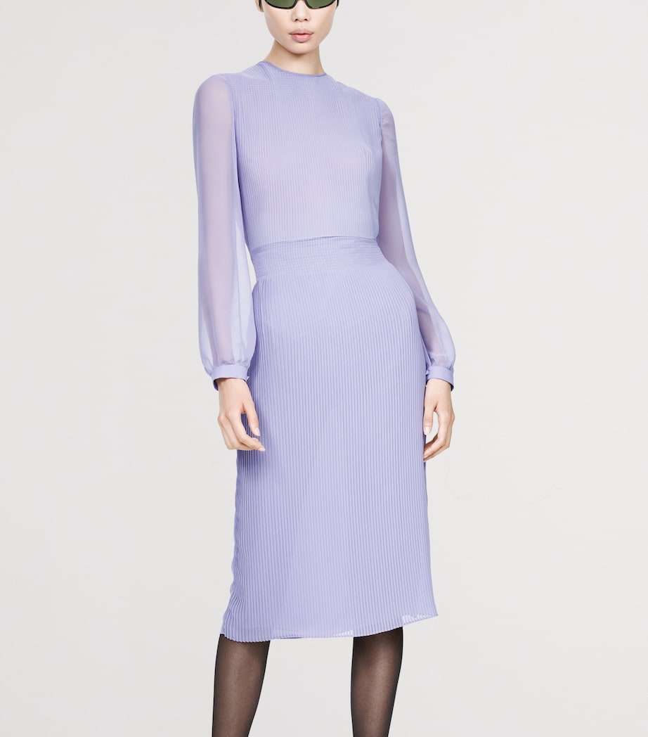 TOM FORD Womens Chiffon Plissé Midi Dress Vae Image 3