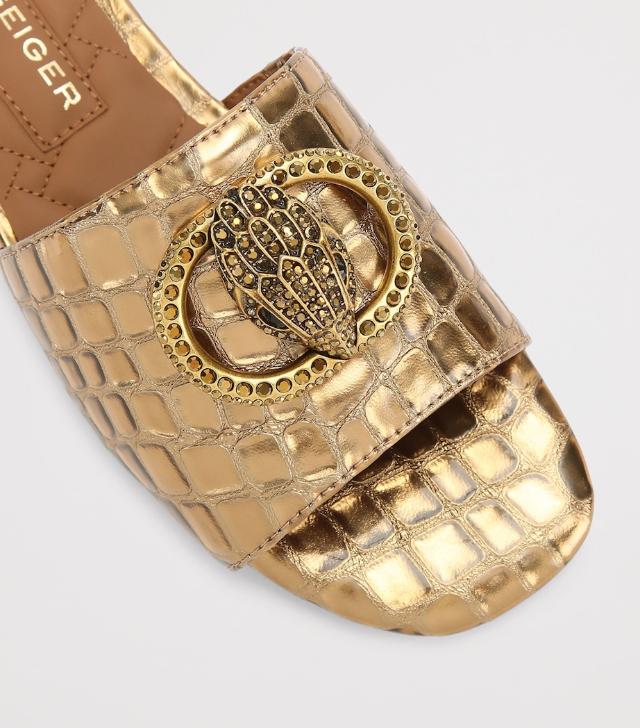 Leather Chelsea Flat Sandals GOLD Image 3