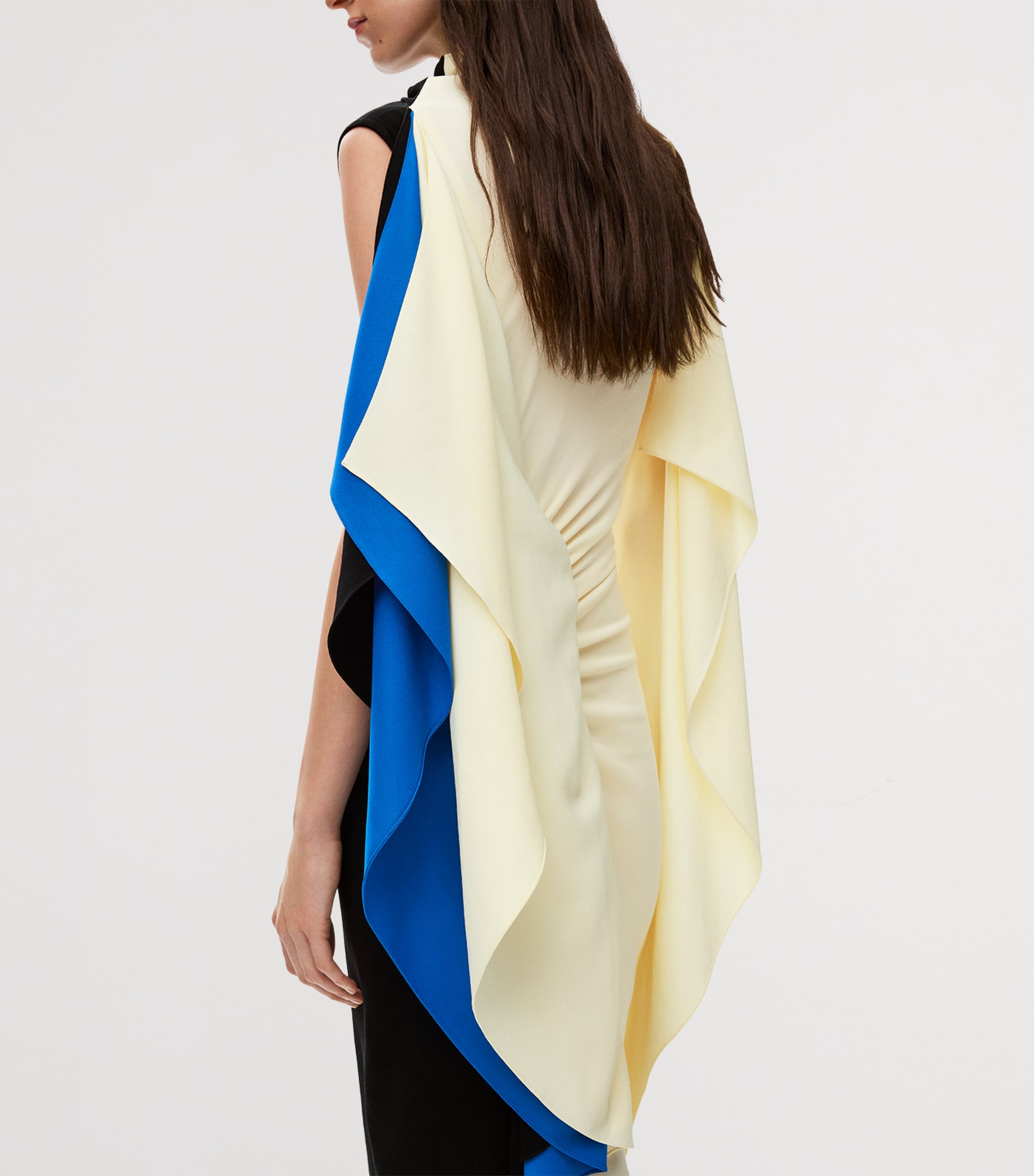 Asymmetric Midi Dress BLACK Image 4