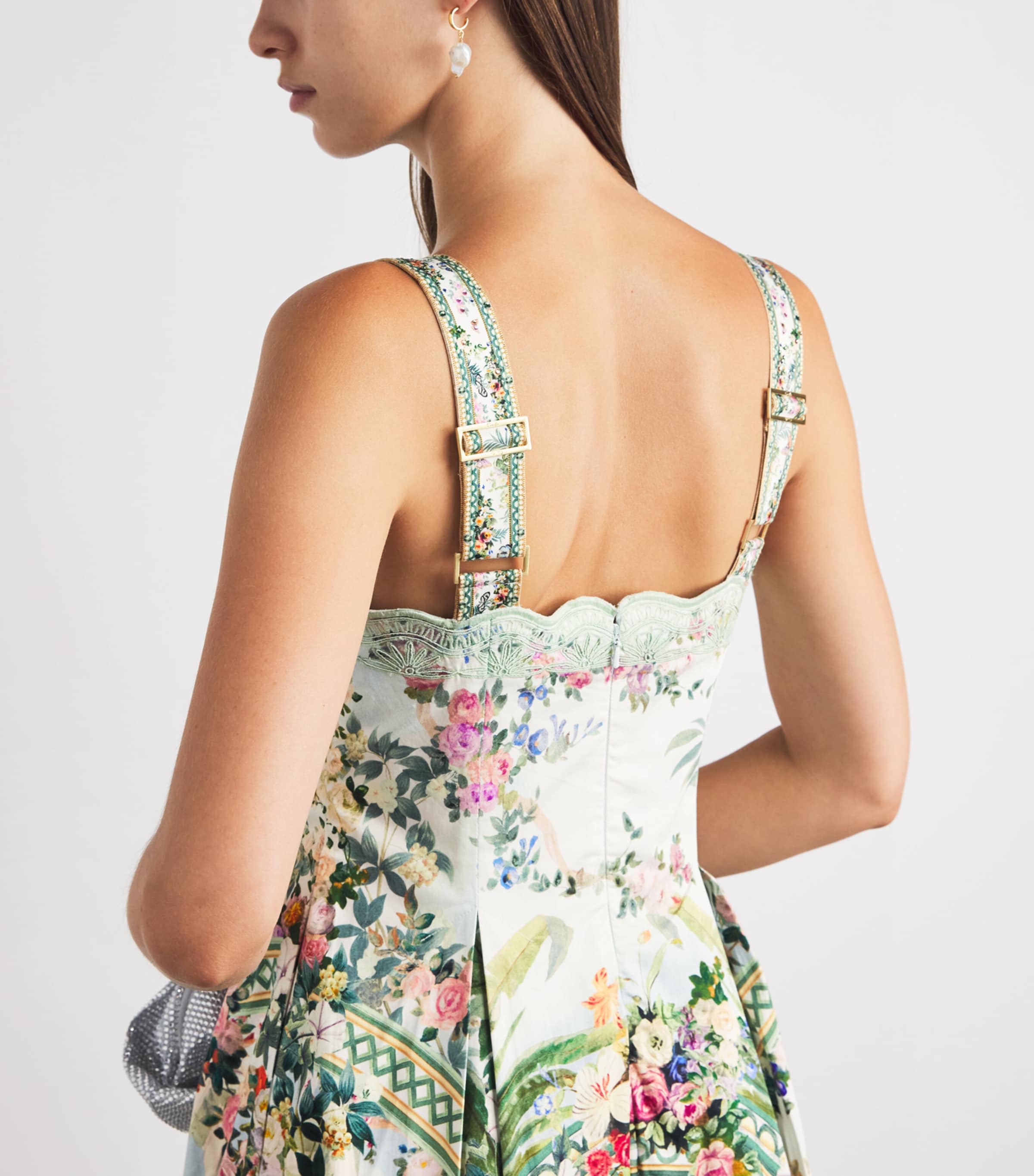 Camilla Womens Stretch-Cotton Art for the Empress Flared Midi Dress Art For The Empress Image 5