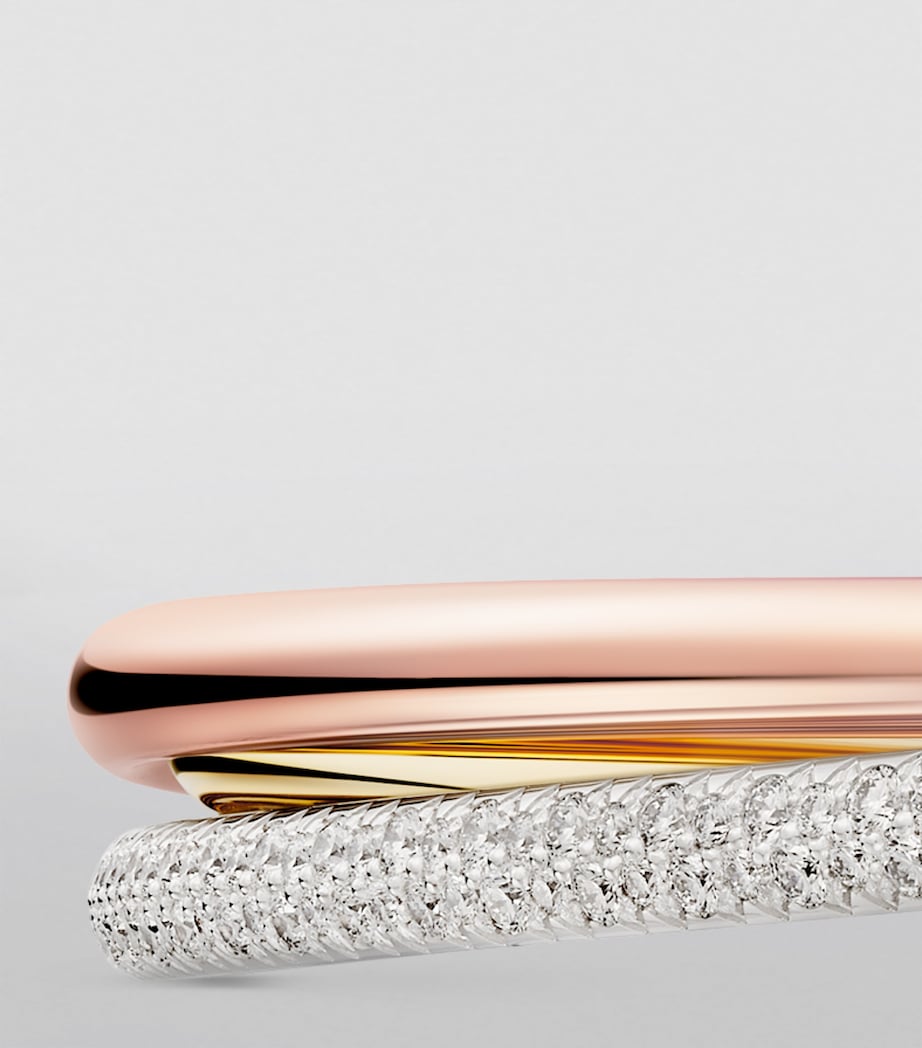 Small White, Rose, Yellow Gold and Diamond Trinity Bracelet MIXED GOLD Image 5