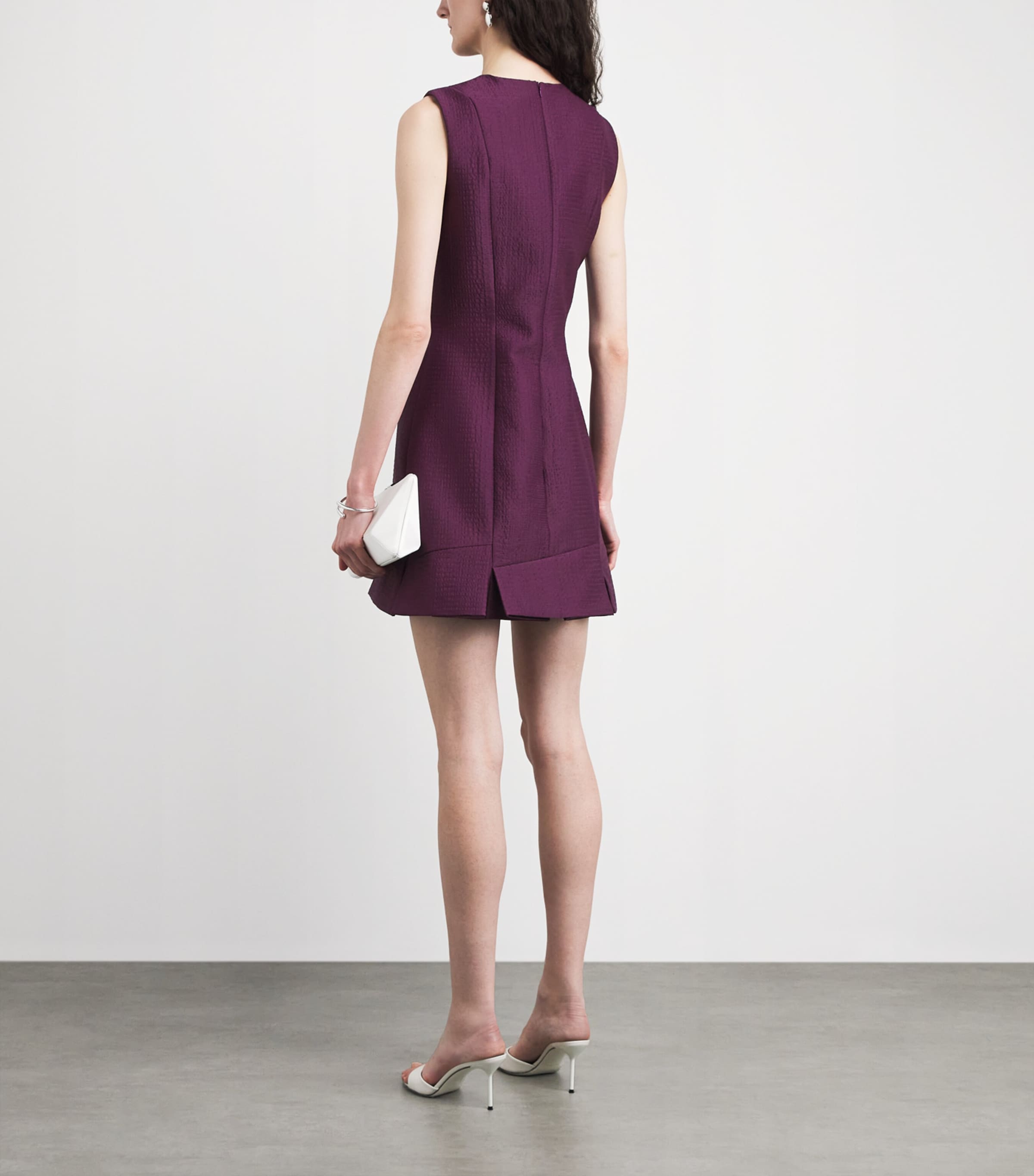 Emilia Wickstead Womens Pleated Petronella Mini Dress Plum Image 4