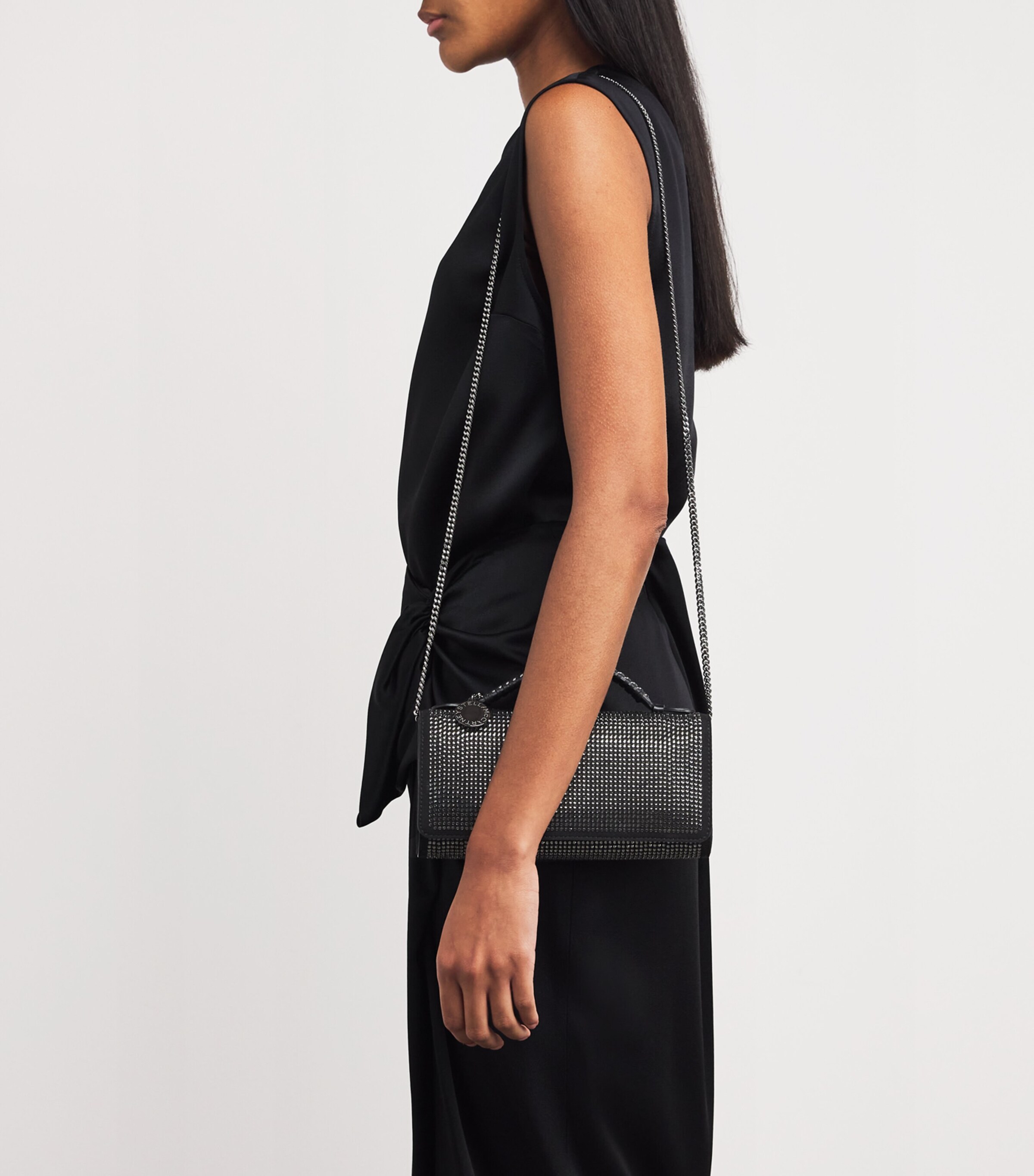 Embellished Falabella Top-Handle Clutch Bag 1000 BLACK Image 5