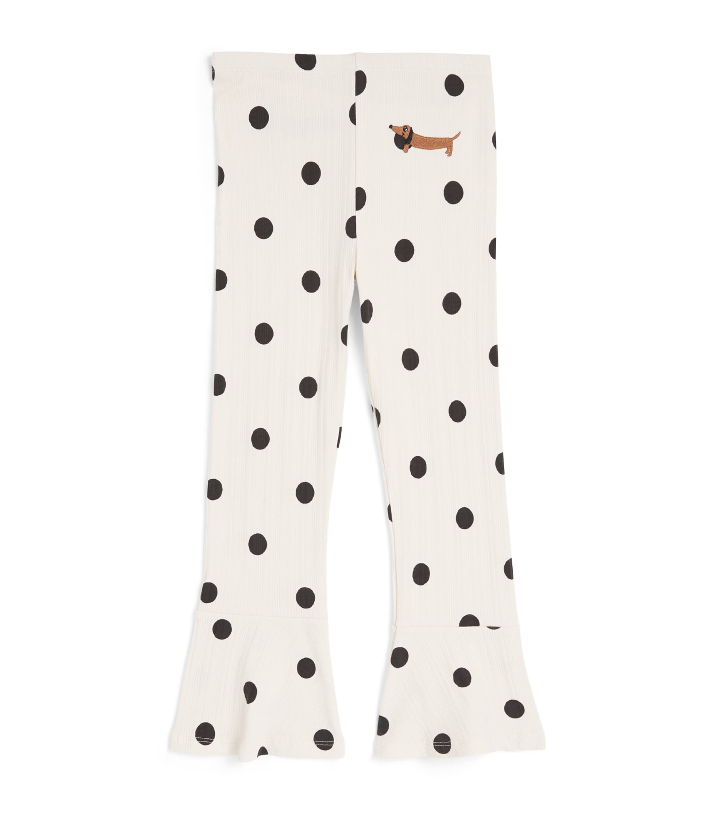 Mini Rodini Polka-Dot Dog Flared Trousers (3-11 Years) Off White Image 1