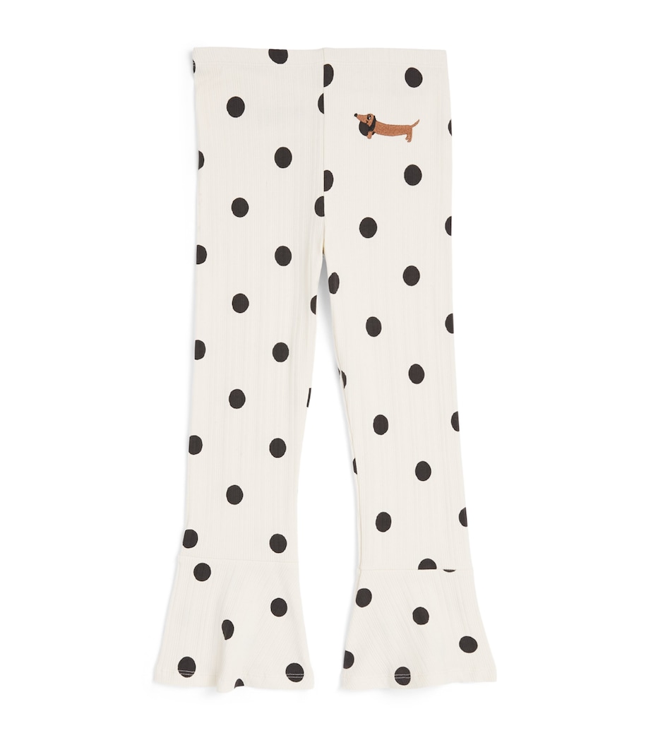 Mini Rodini Polka-Dot Dog Flared Trousers (3-11 Years) Off White Image 1