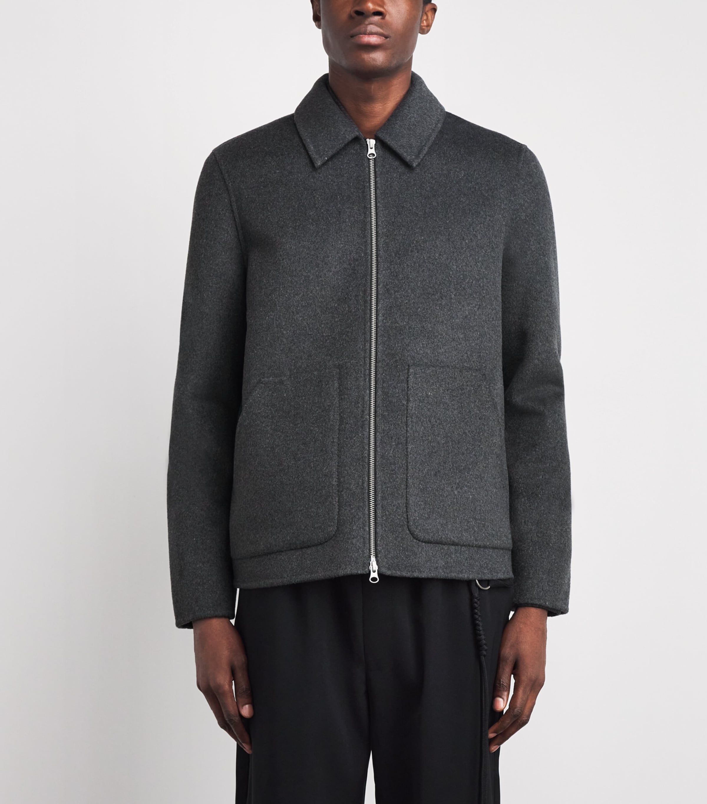 Samsøe Samsøe Mens Recycled Wool-Blend Sapaulo Overshirt Dark Grey Mel. Image 4