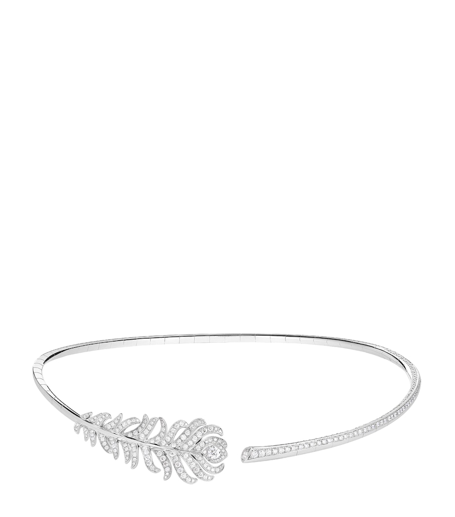 White Gold and Diamond Plume de Paon Necklace WHITE GOLD Image 1