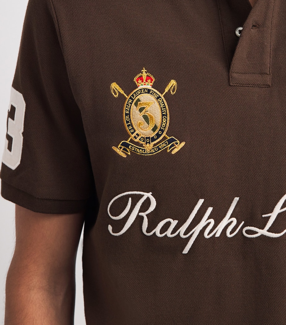 Polo Ralph Lauren Mens Mesh Signature Logo Polo Shirt Nutmeg Brown Image 3