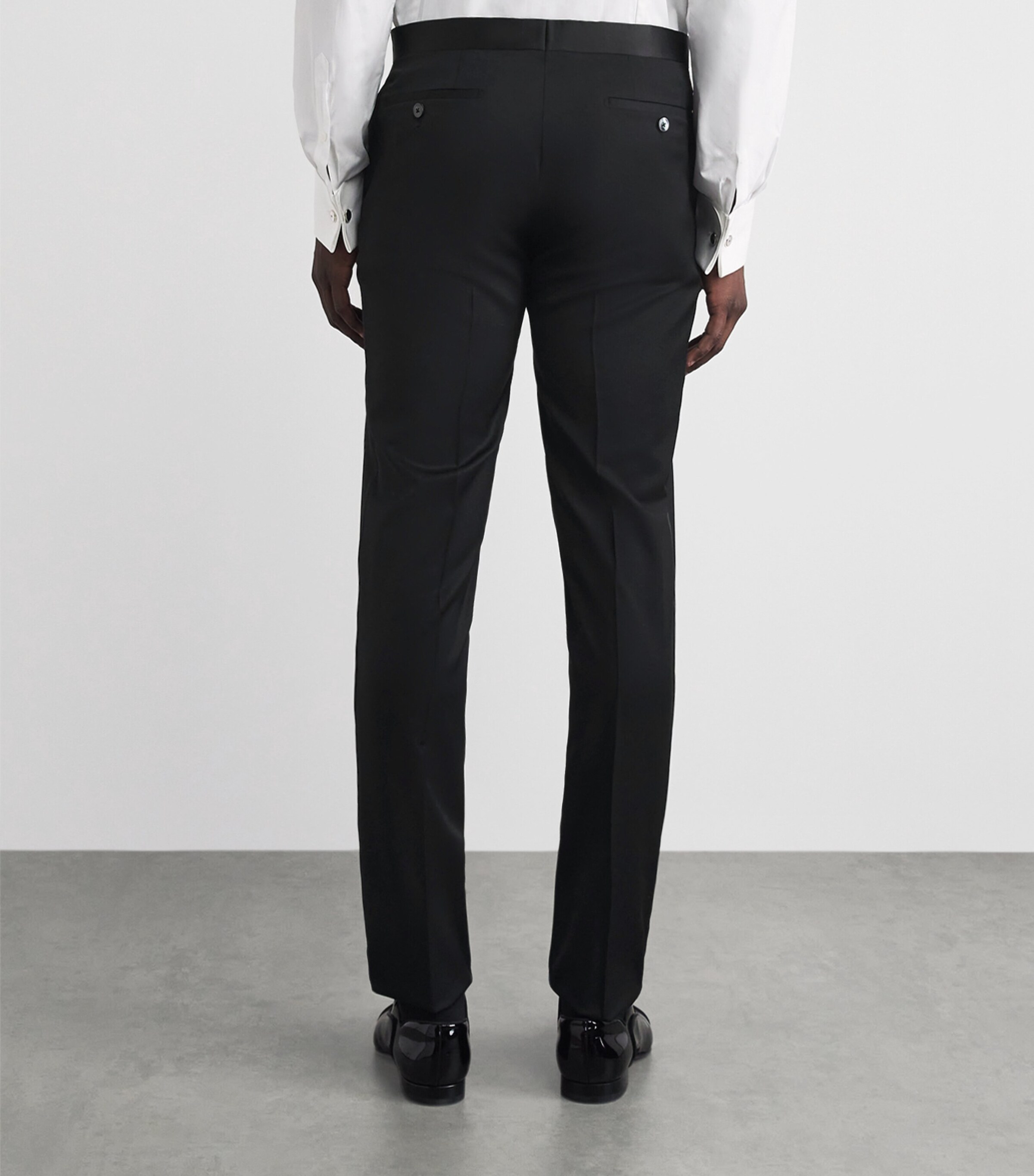 Pal Zileri Mens Wool-Blend Satin-Trim Trousers Black Image 5
