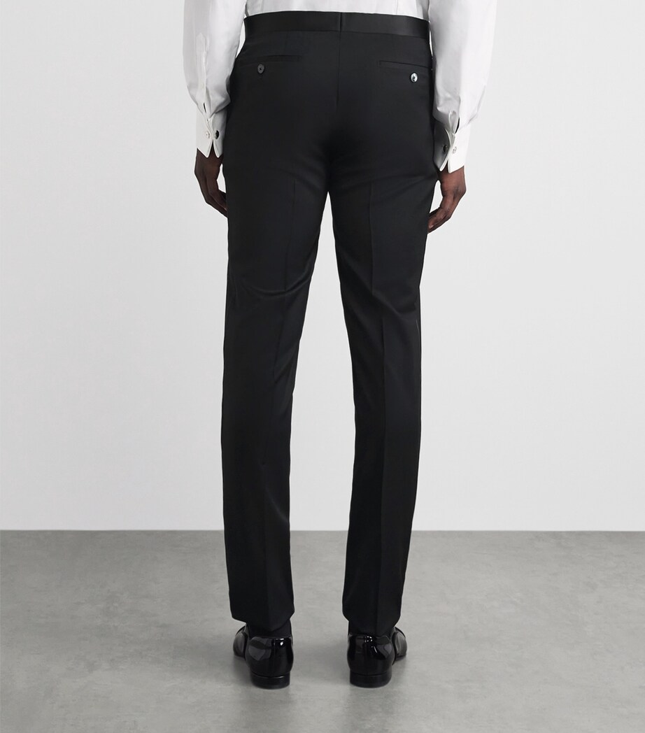 Pal Zileri Mens Wool-Blend Satin-Trim Trousers Black Image 5