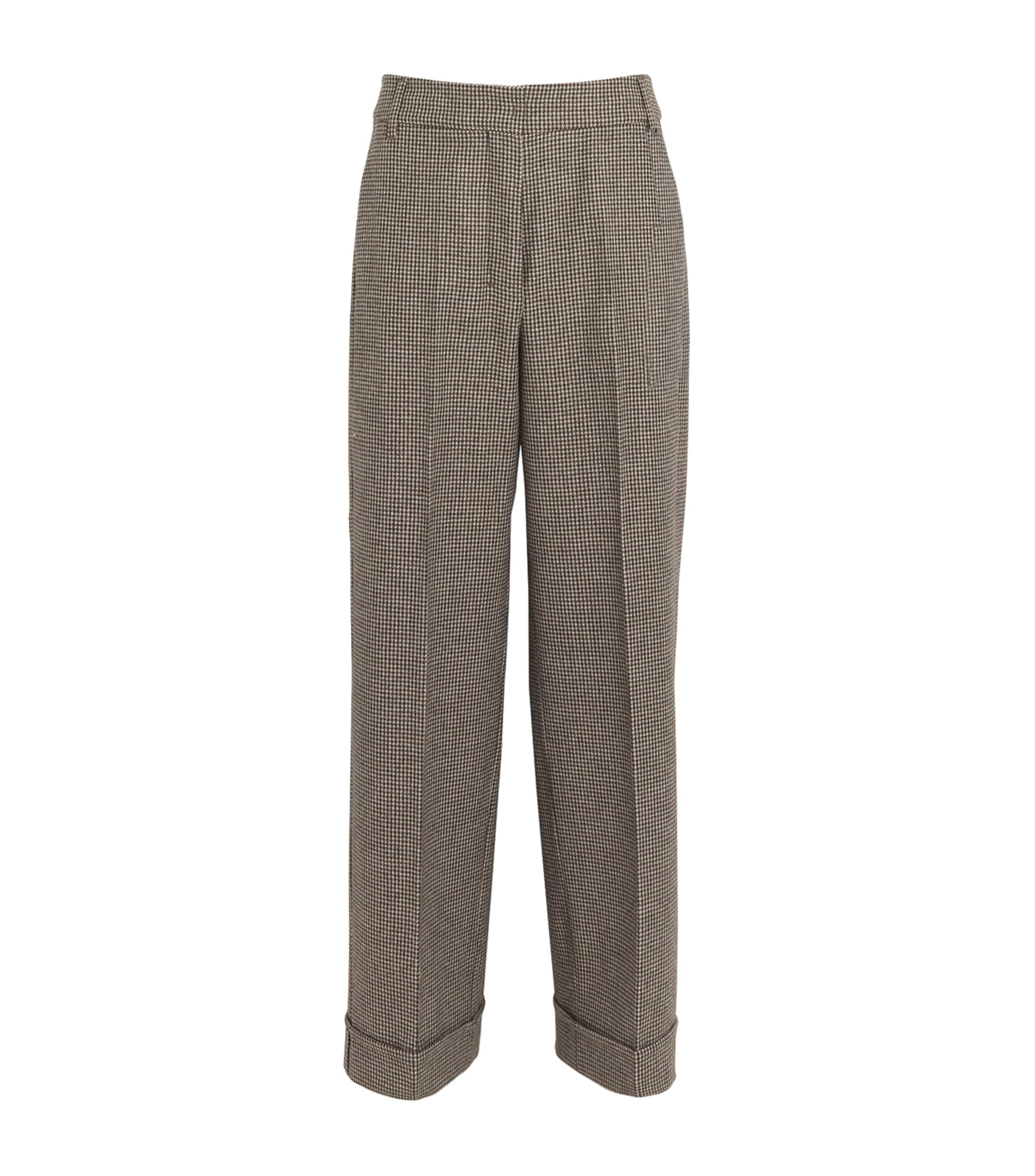 Shop Max Mara Wool-cashmere Houndstooth Trousers In White