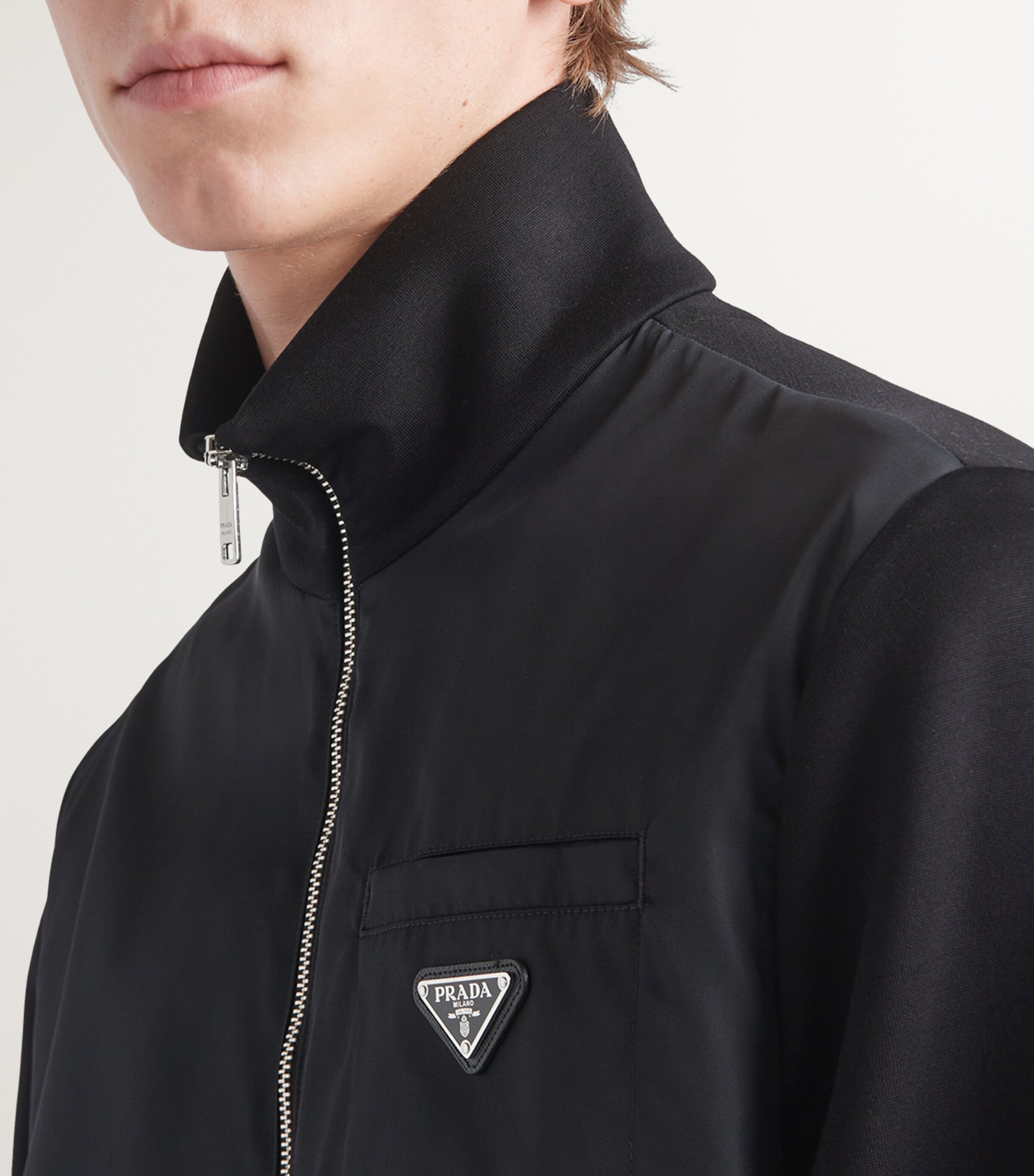 Prada Black Re-Nylon Zip-Up Sweatshirt | Harrods UK