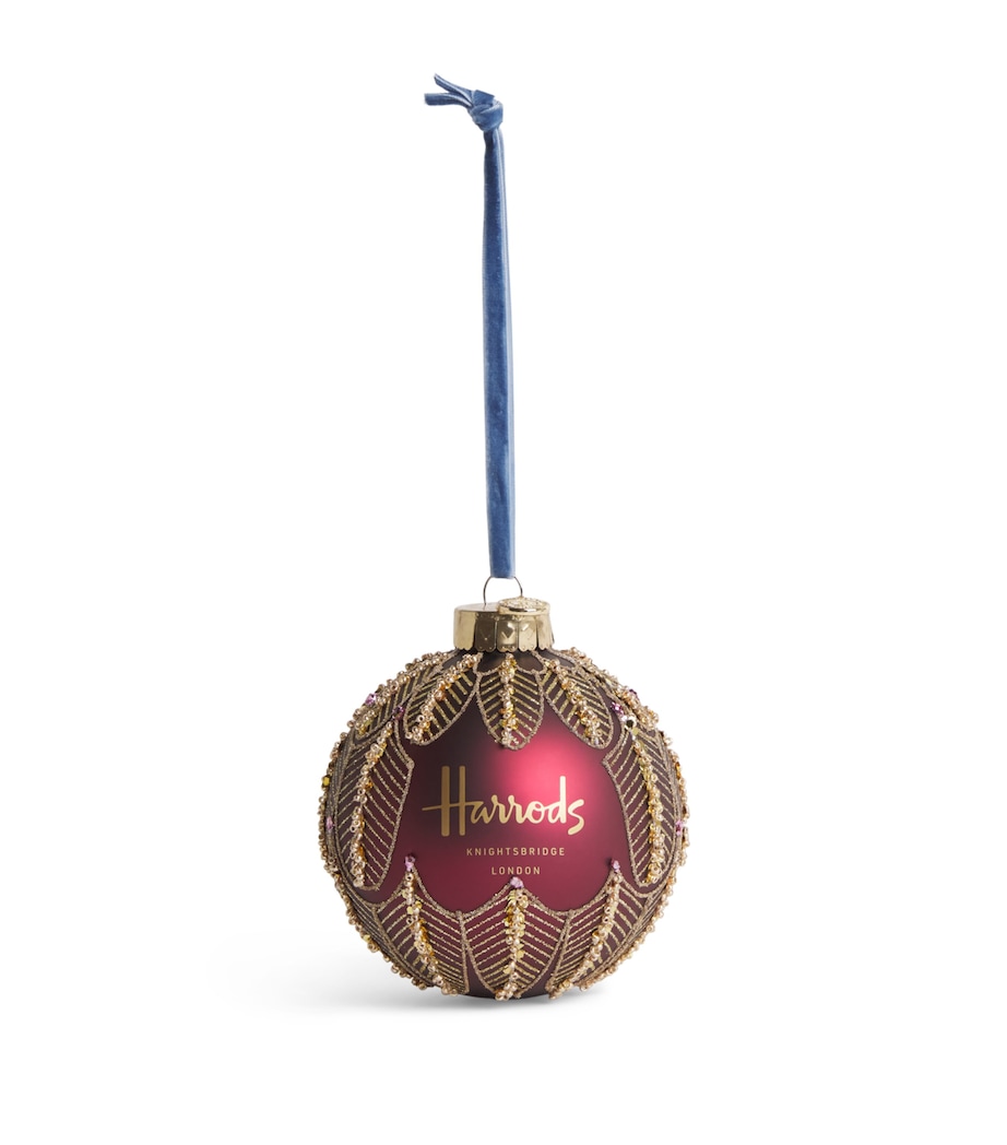 Harrods Feathered Logo Bauble Burgandy Image 1