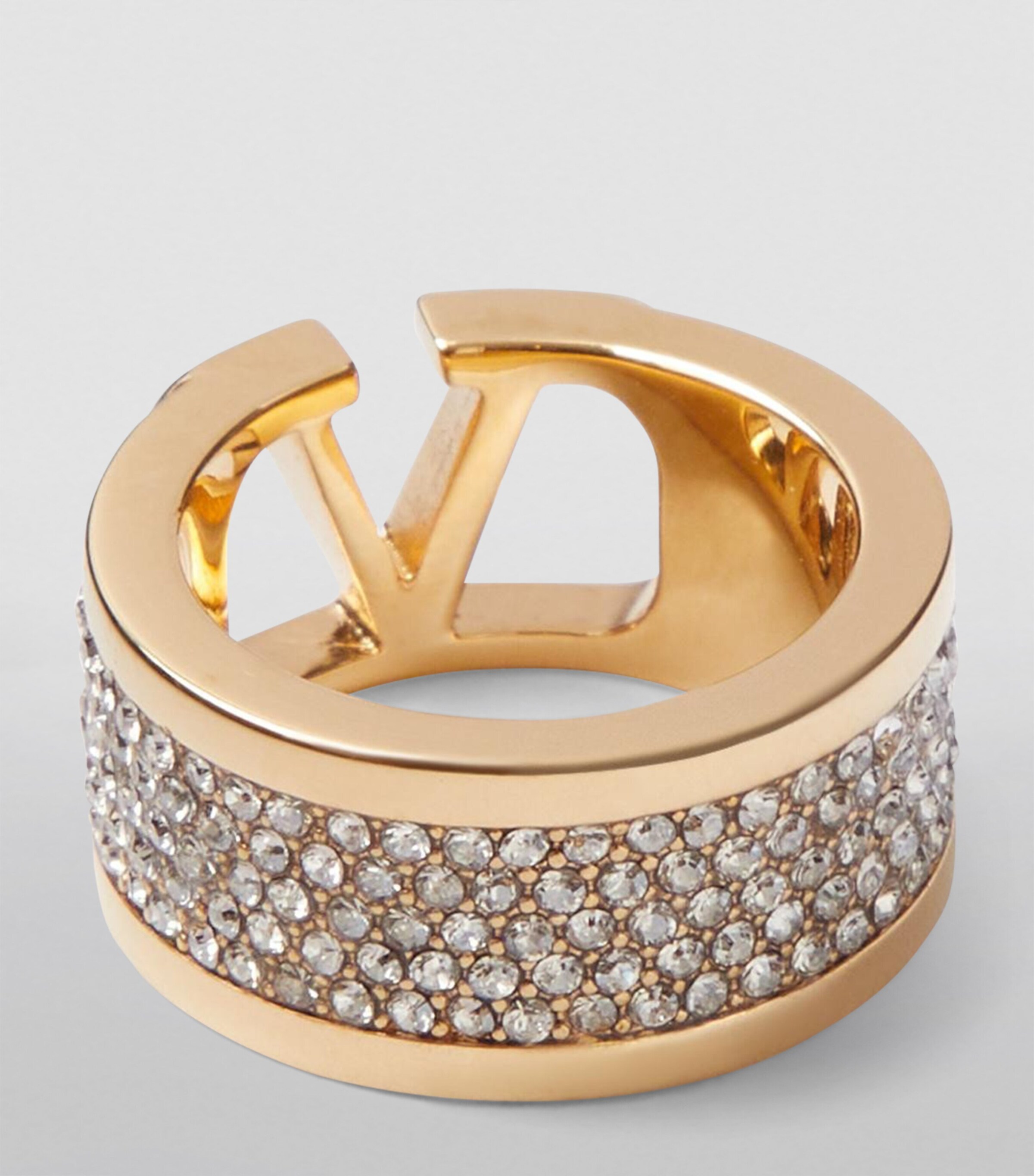 送料込/関税込■VALENTINO■VLogoクリスタル装飾リング VLogo crystal-embellished ring in blue - Valentino | Mytheresa
