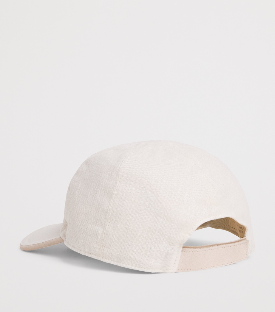 Eleventy Linen-Cotton Baseball Cap Bianco E Beige Image 3