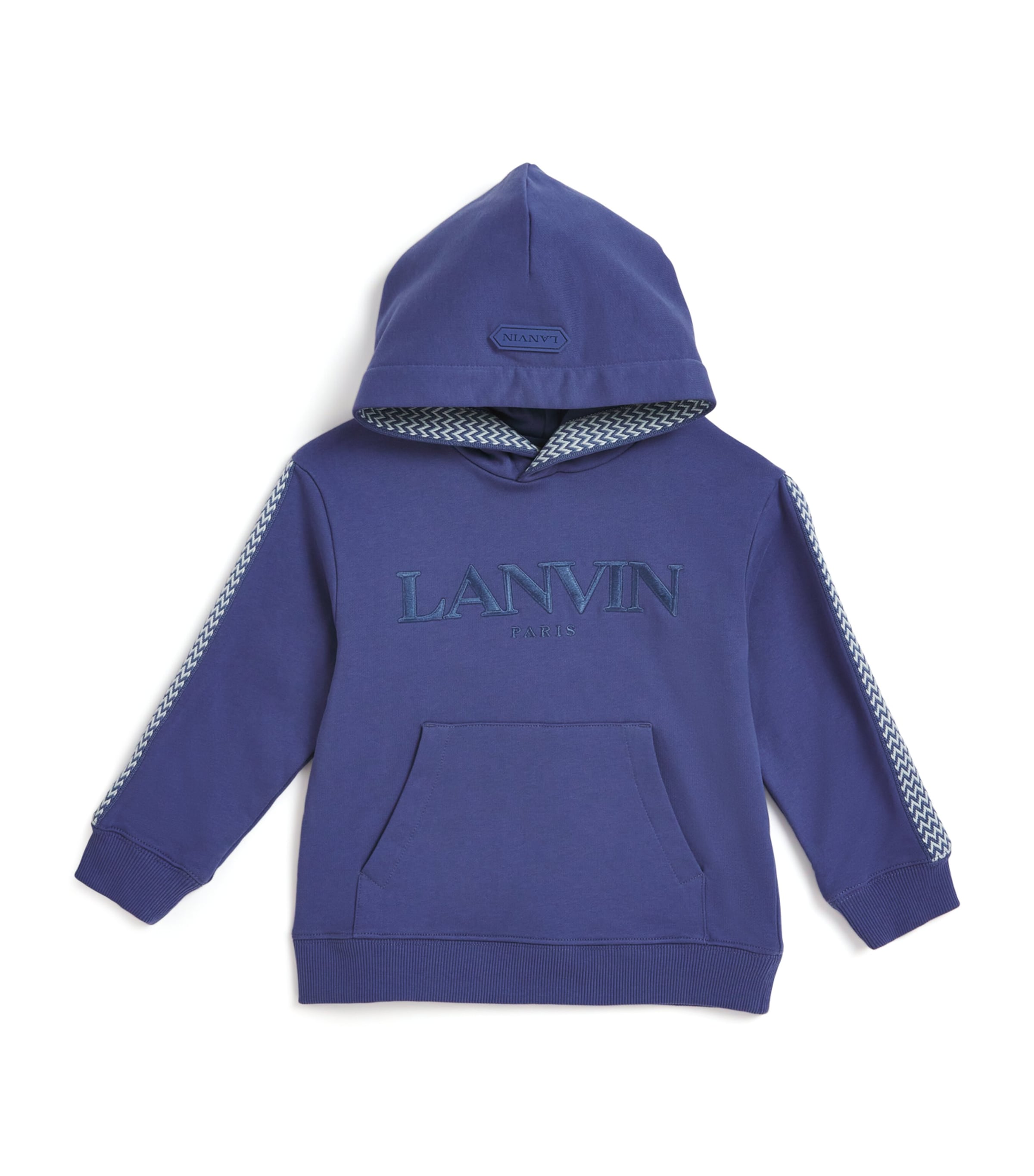 Shop Lanvin Enfant Cotton Logo Hoodie In Blue