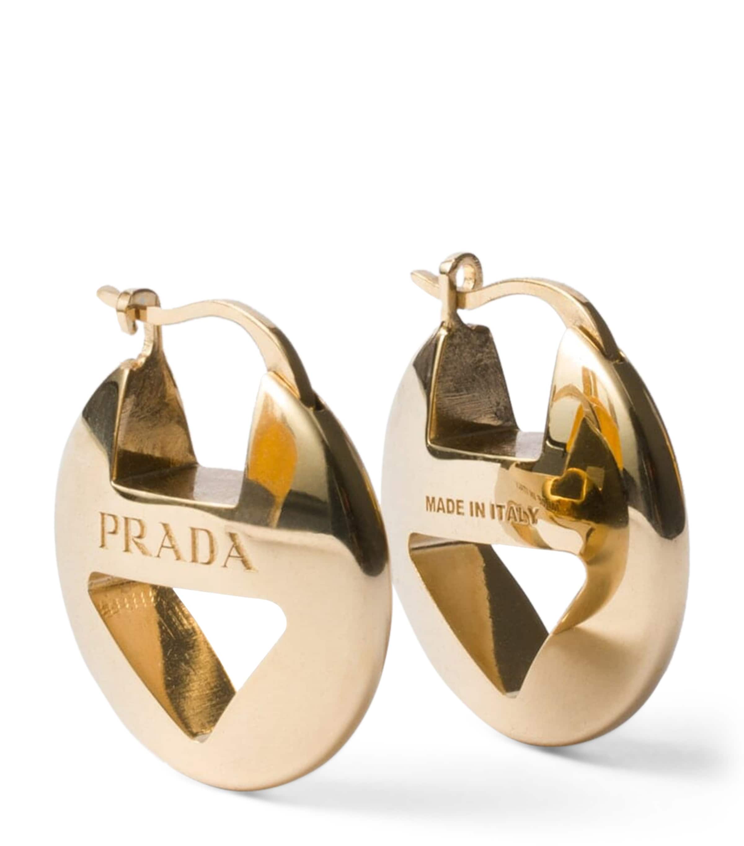 Prada Triangle Hoop Earrings In Golden